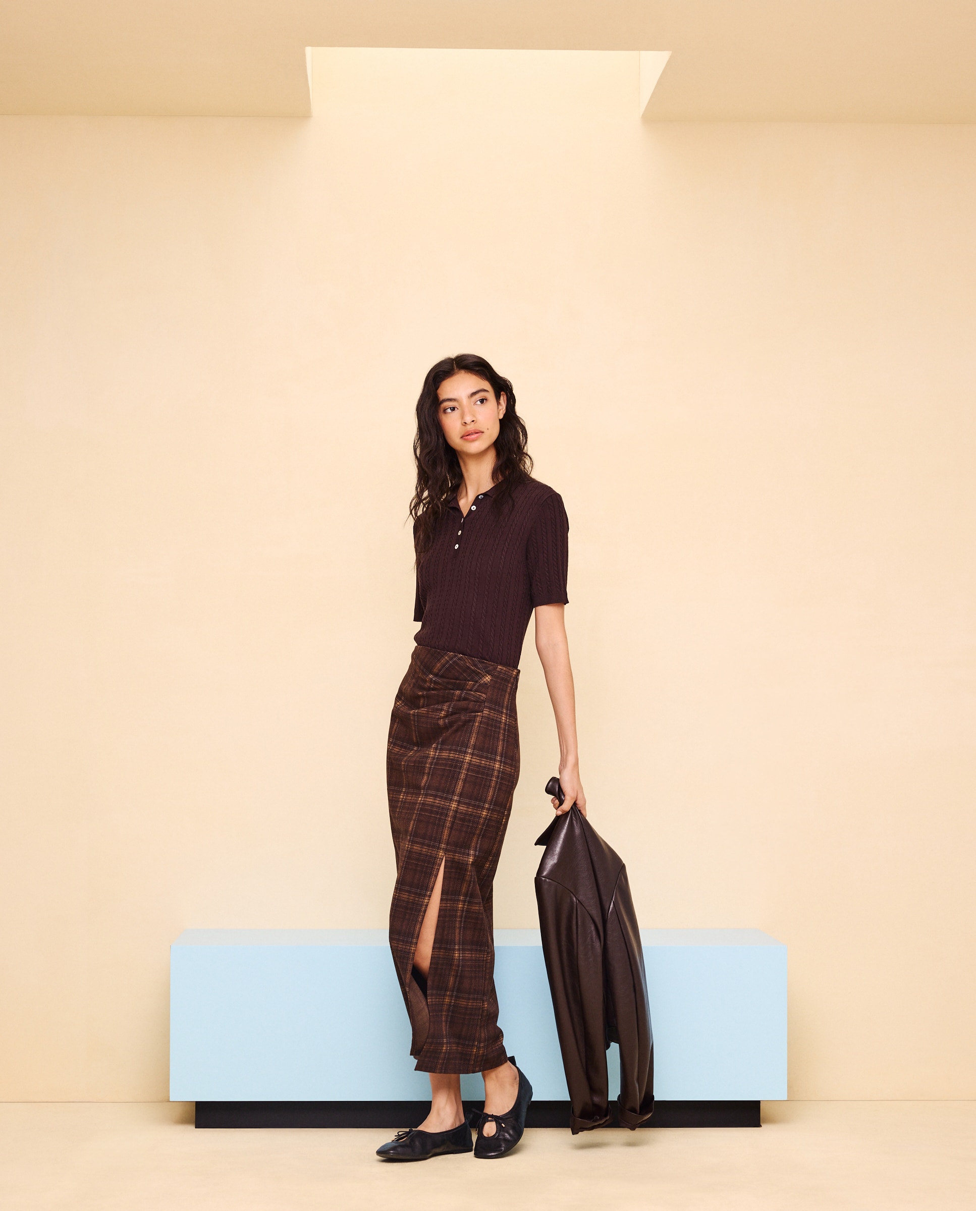Jersey cuello polo con ochos de mujer - Easy Wear - Chocolate Chocolate-2