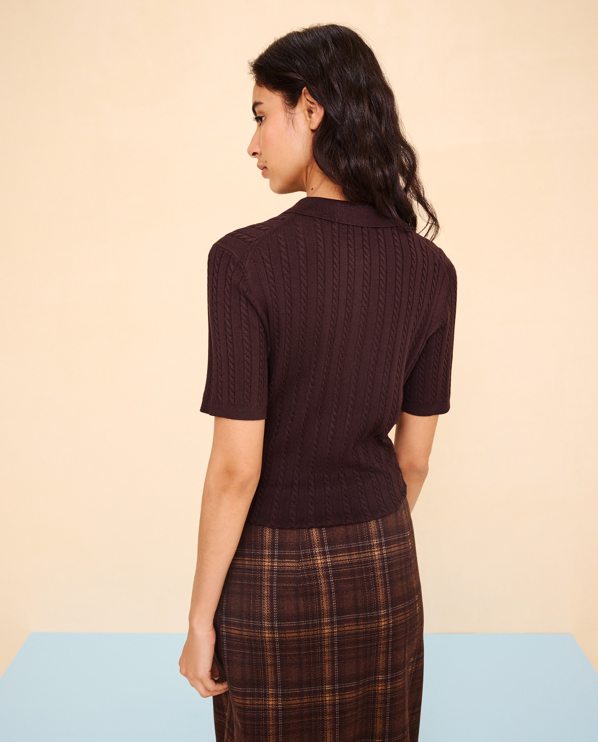Jersey cuello polo con ochos de mujer - Easy Wear - Chocolate Chocolate-3