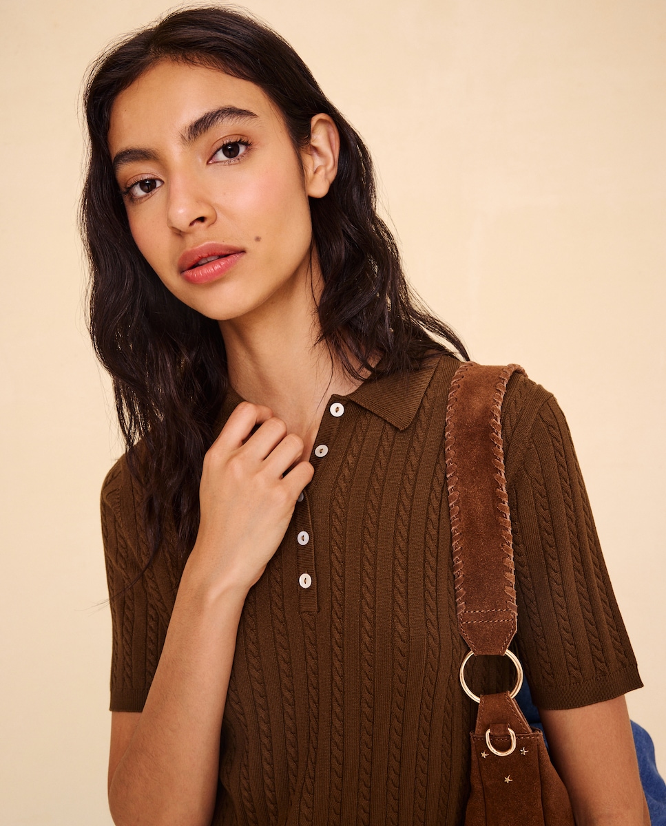 Imagen 0 de Jersey cuello polo con ochos de mujer 371 Aceite