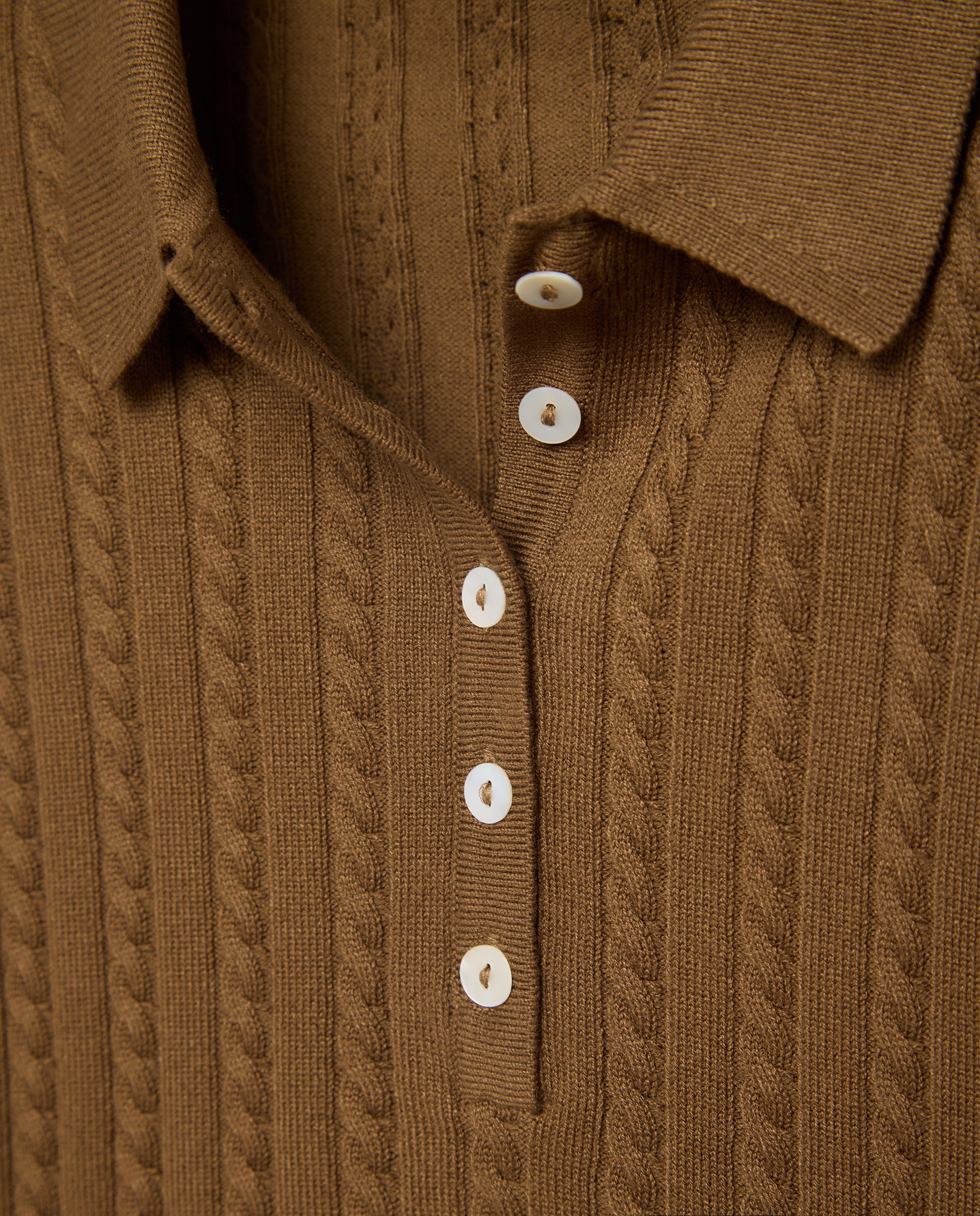 Camisola de Malha do Cabo com Colarinho de Polo 371 Óleo-5