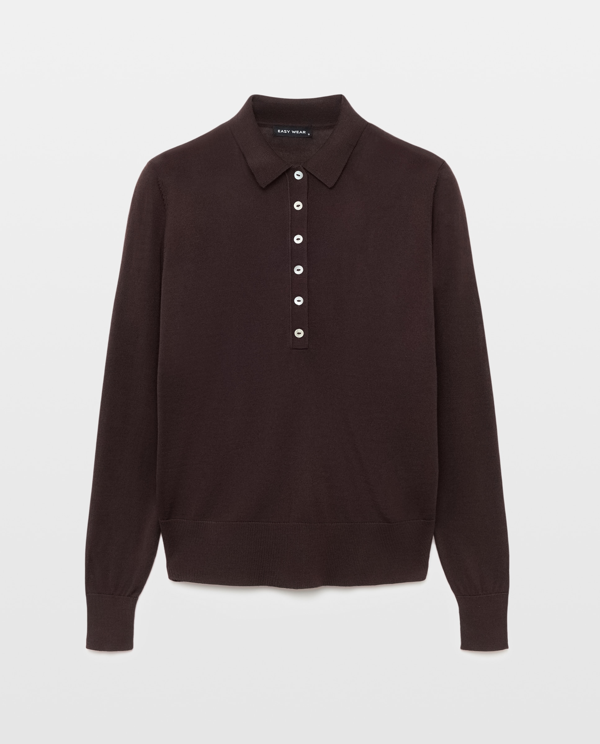 Jersey de mujer cuelllo polo con lana - Easy Wear - Marrón Marrón-1