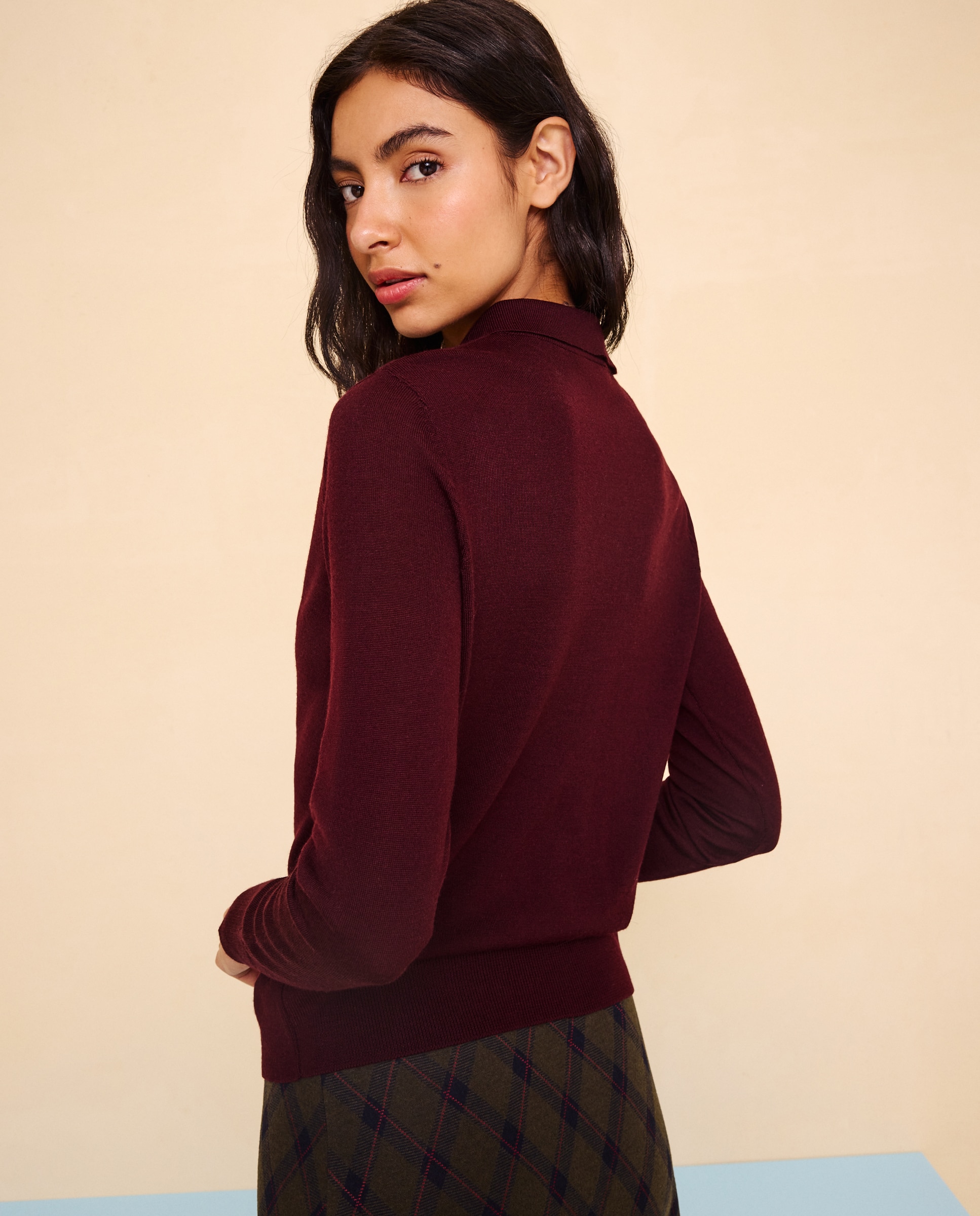 Jersey de mujer cuelllo polo con lana - Easy Wear - Burdeos Burdeos-3