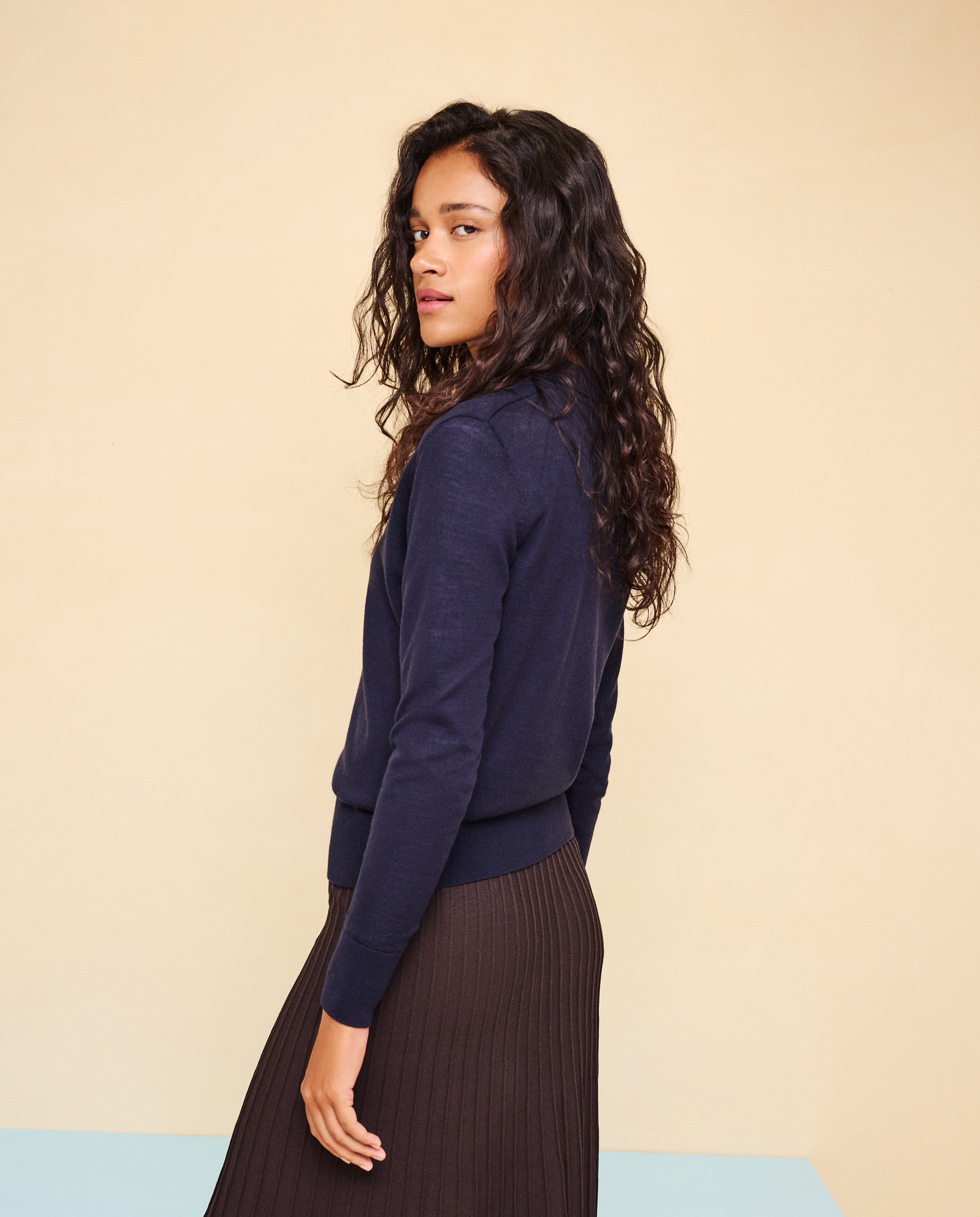 Jersey de mujer cuelllo polo con lana - Easy Wear - Azul marino Azul marino-3