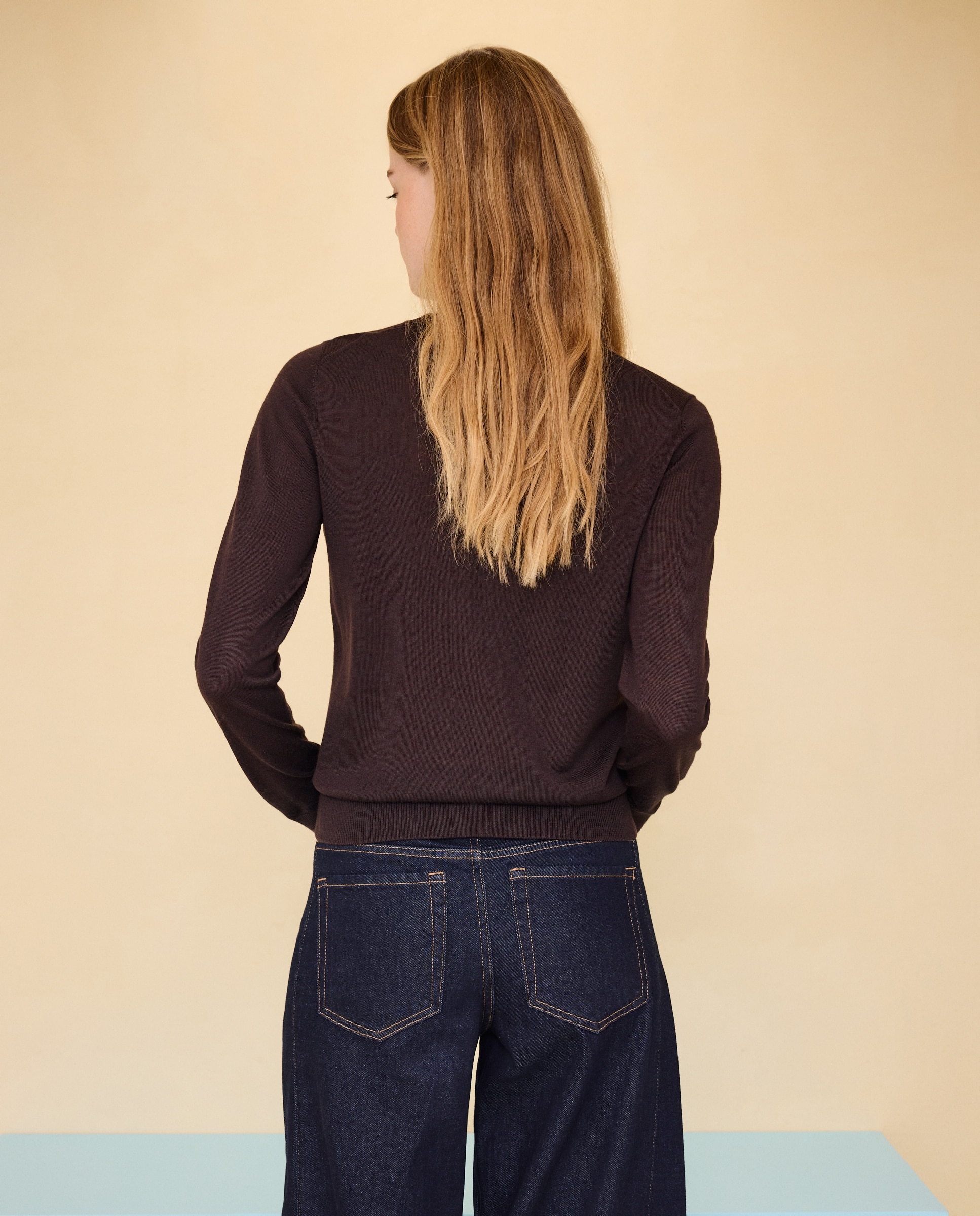 Jersey de mujer cuello caja con lana - Easy Wear - Marrón Marrón-3