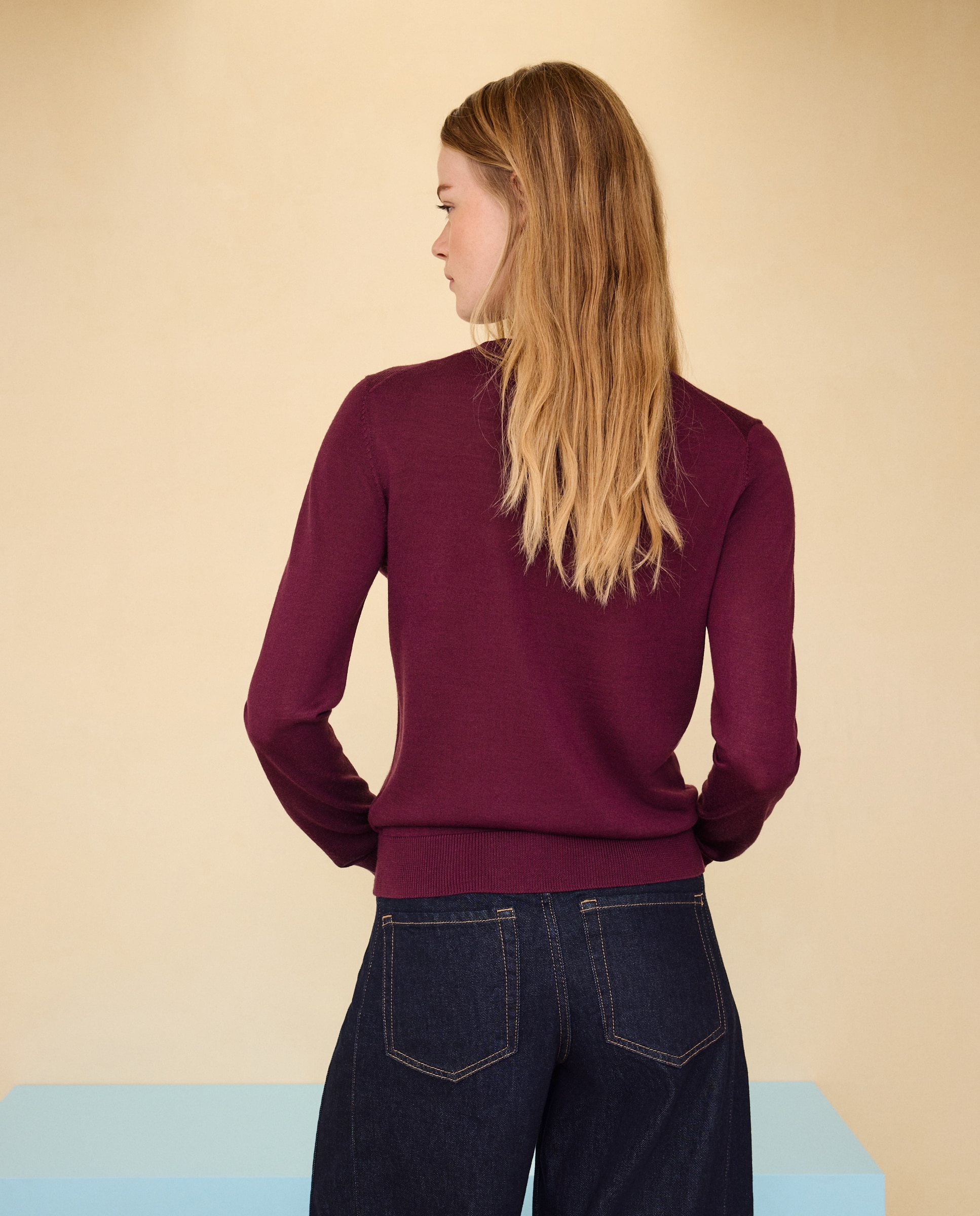 Jersey de mujer cuello caja con lana - Easy Wear - Burdeos Burdeos-3