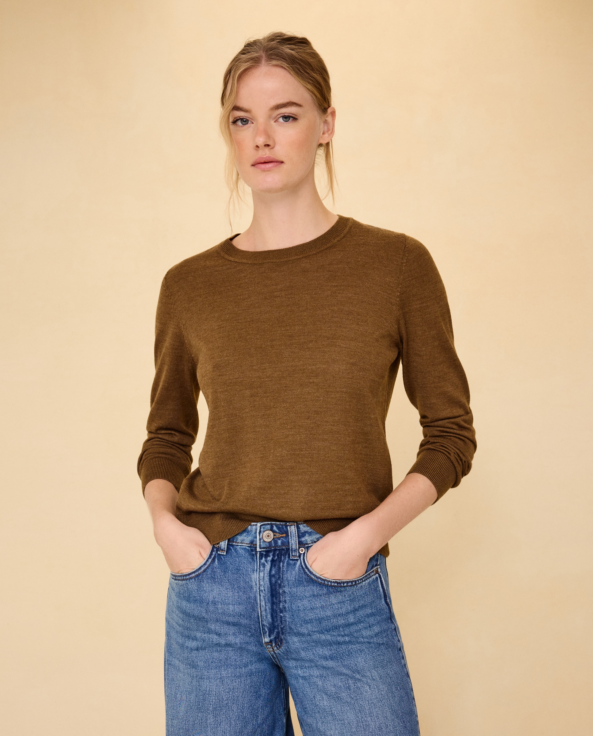 Jersey de mujer cuello caja con lana - Easy Wear - 560 Oliva 560 Oliva-1