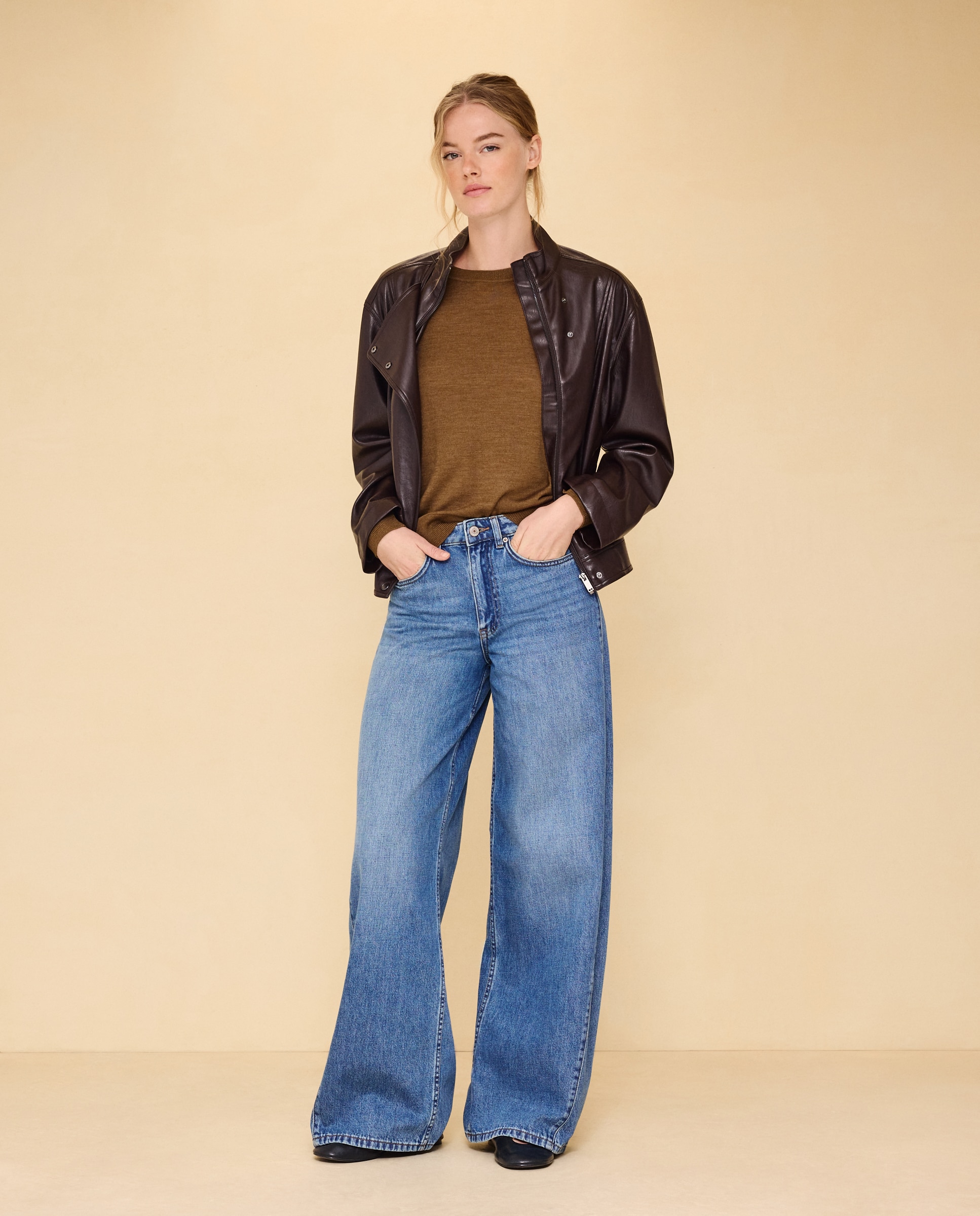 Jersey de mujer cuello caja con lana - Easy Wear - 560 Oliva 560 Oliva-2