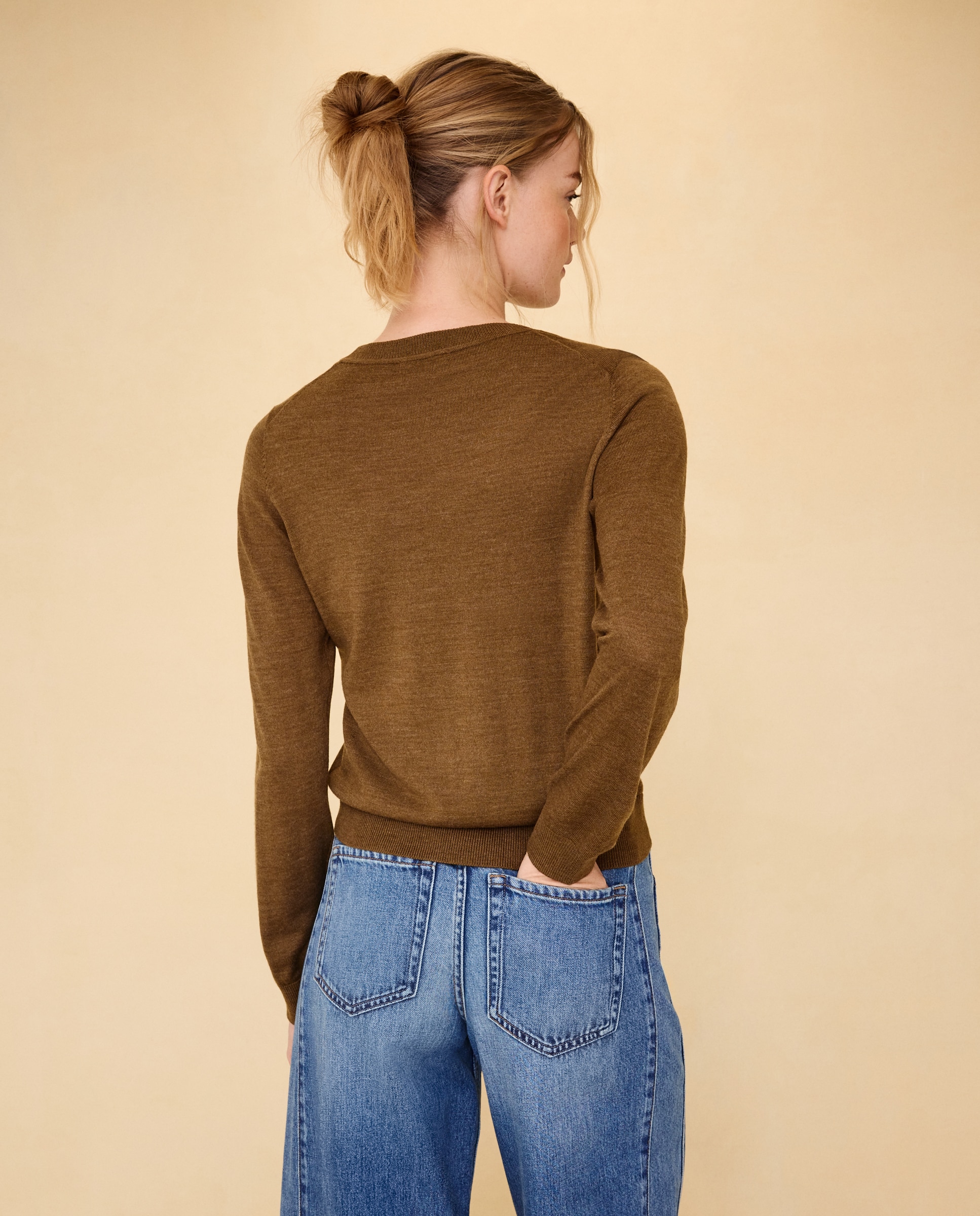 Jersey de mujer cuello caja con lana - Easy Wear - 560 Oliva 560 Oliva-3