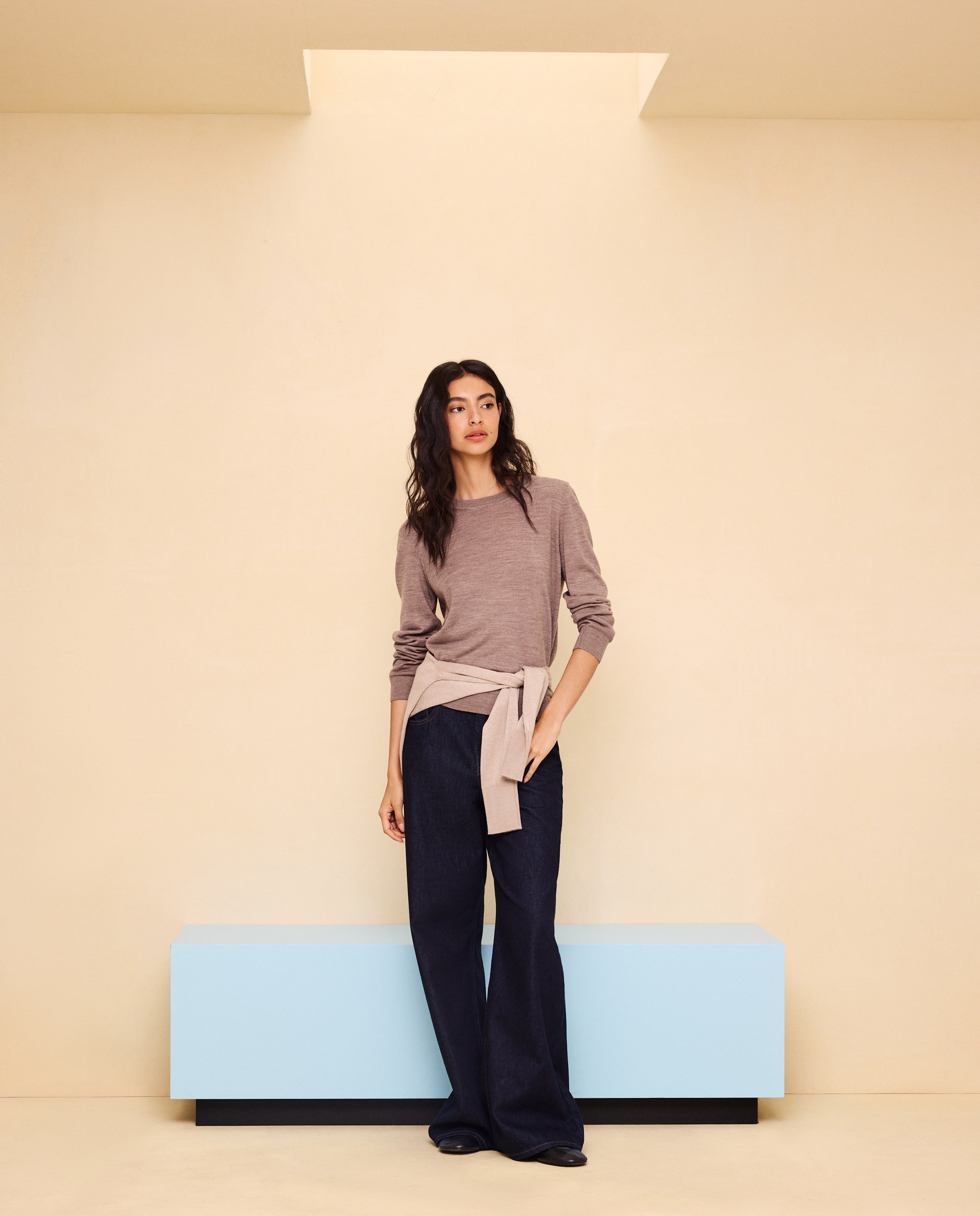 Jersey de mujer cuello caja con lana - Easy Wear - Visón claro Visón claro-2