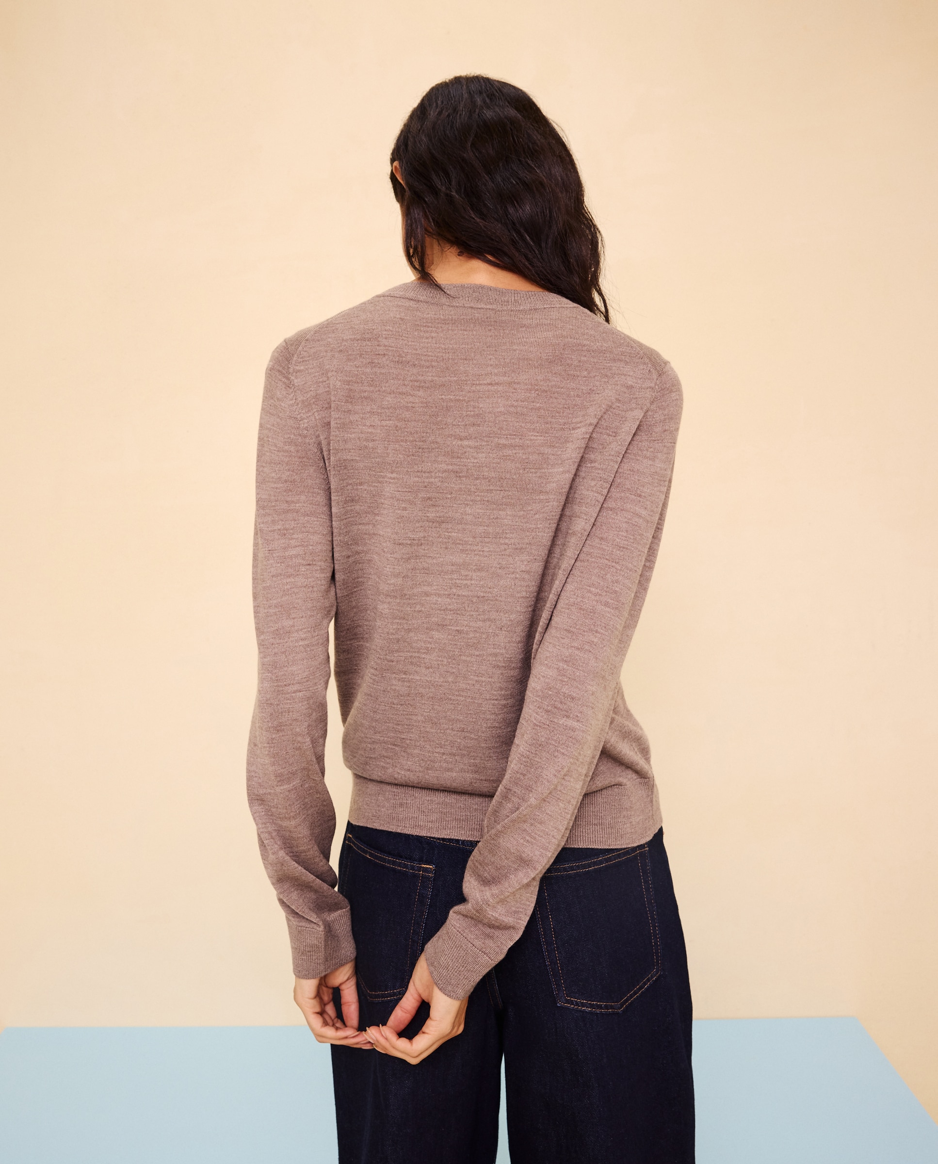 Jersey de mujer cuello caja con lana - Easy Wear - Visón claro Visón claro-3