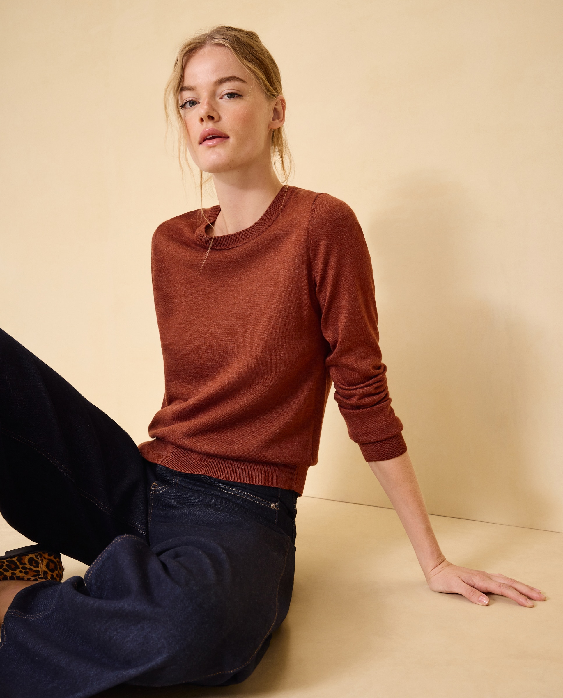 Jersey de mujer cuello caja con lana - Easy Wear - 770 Terracota 770 Terracota-1