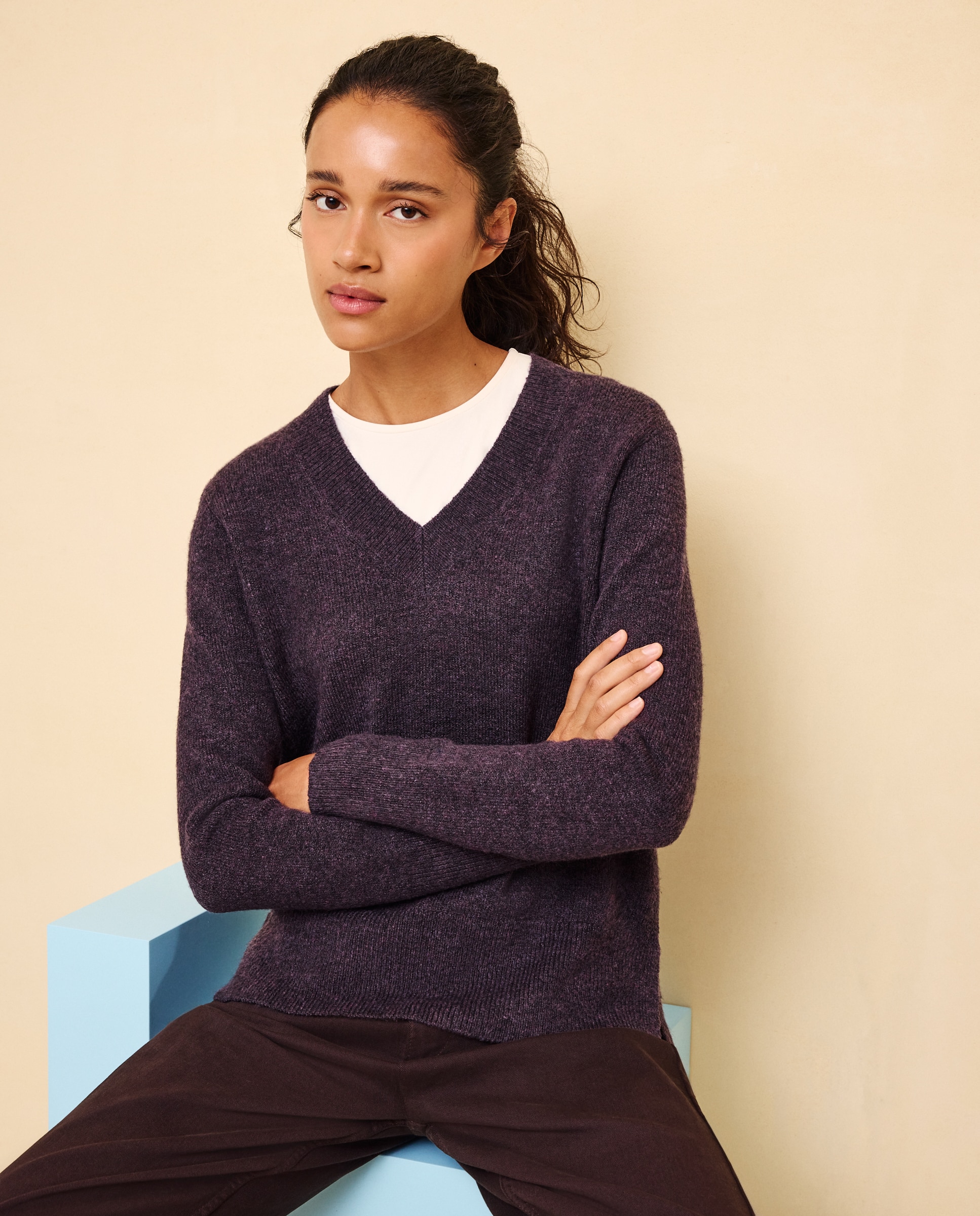 Jersey cuello pico soft de mujer - Easy Wear - Morado Morado-1