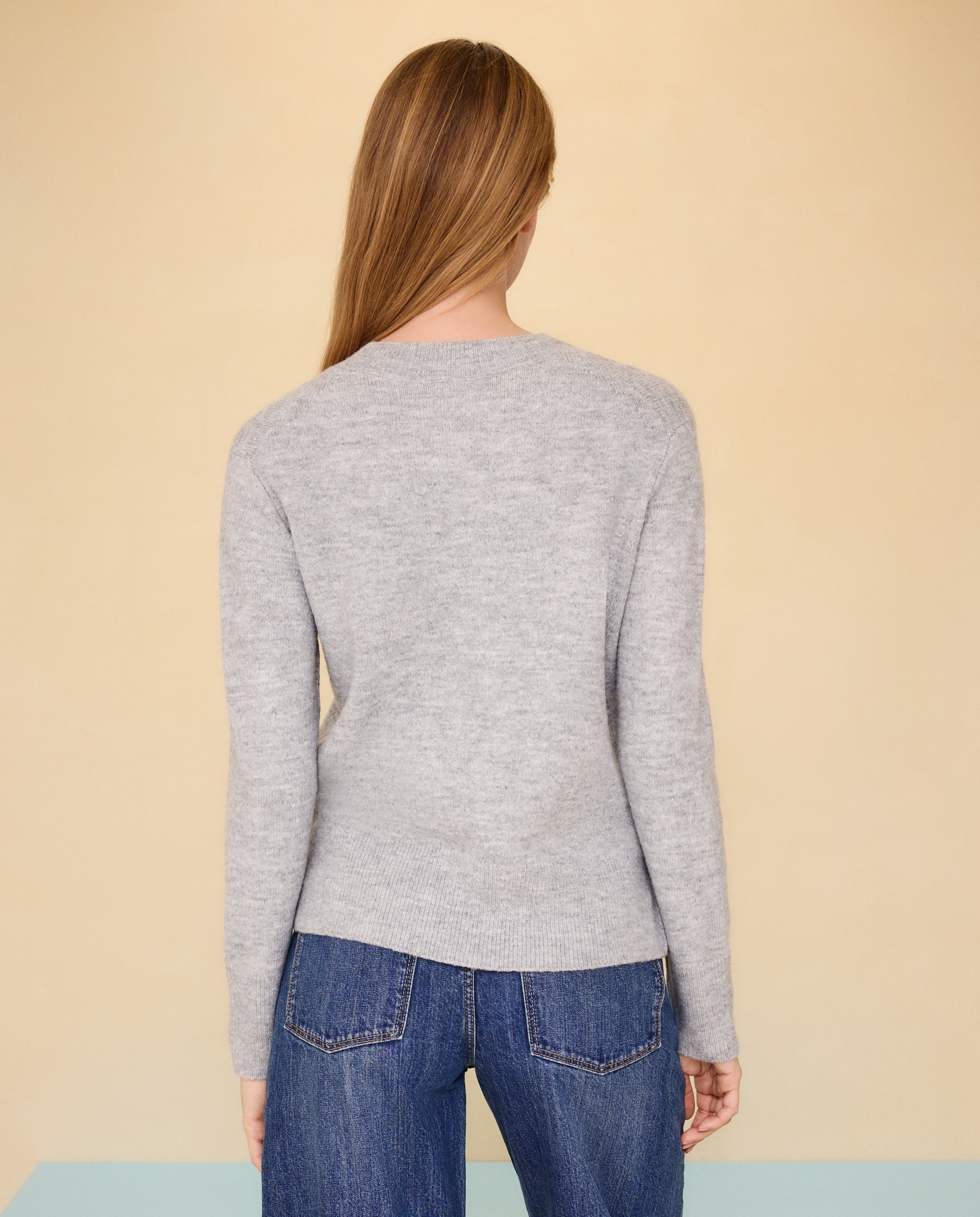 Jersey cuello pico soft de mujer - Easy Wear - Gris claro Gris claro-3