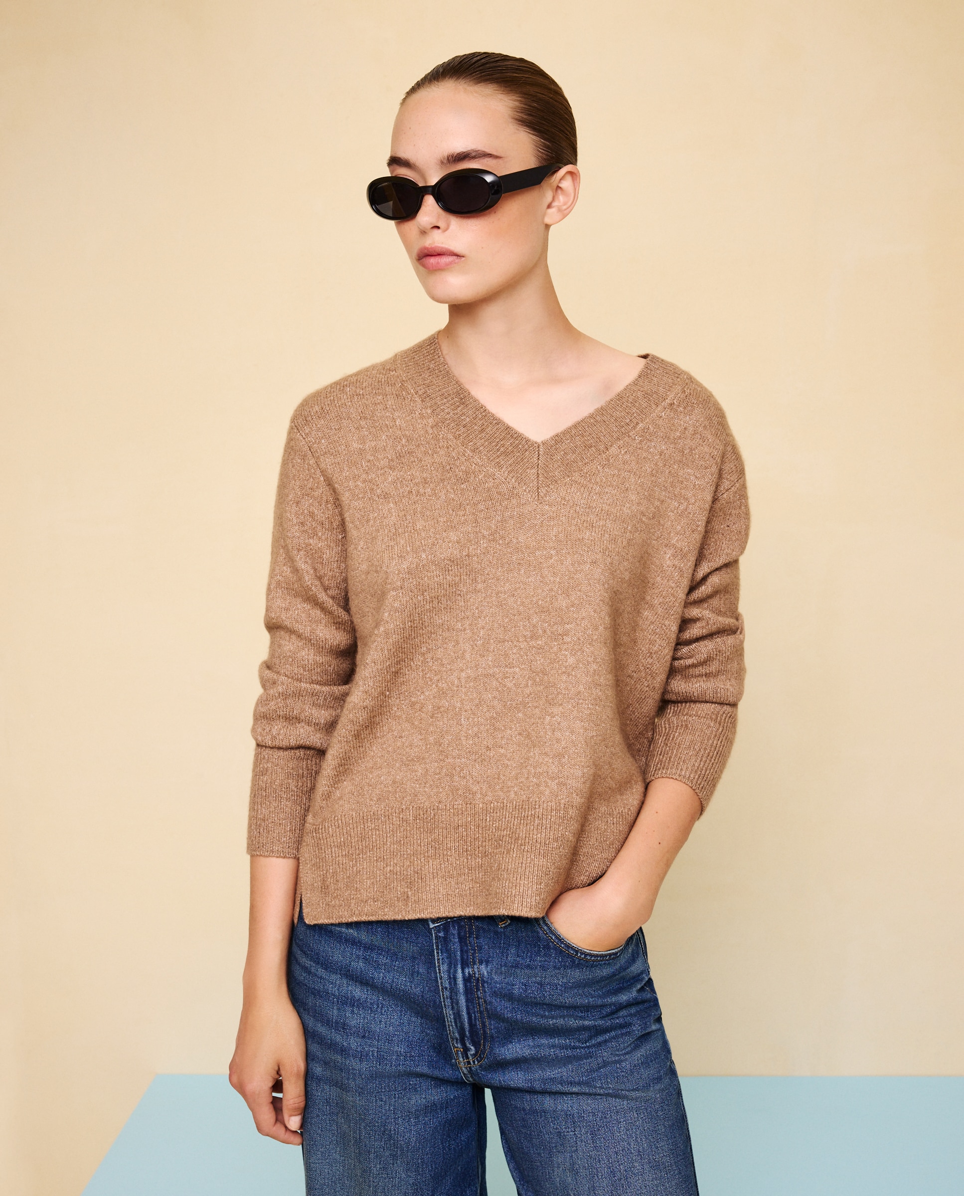 Jersey cuello pico soft de mujer - Easy Wear - 730 Camel 730 Camel-1