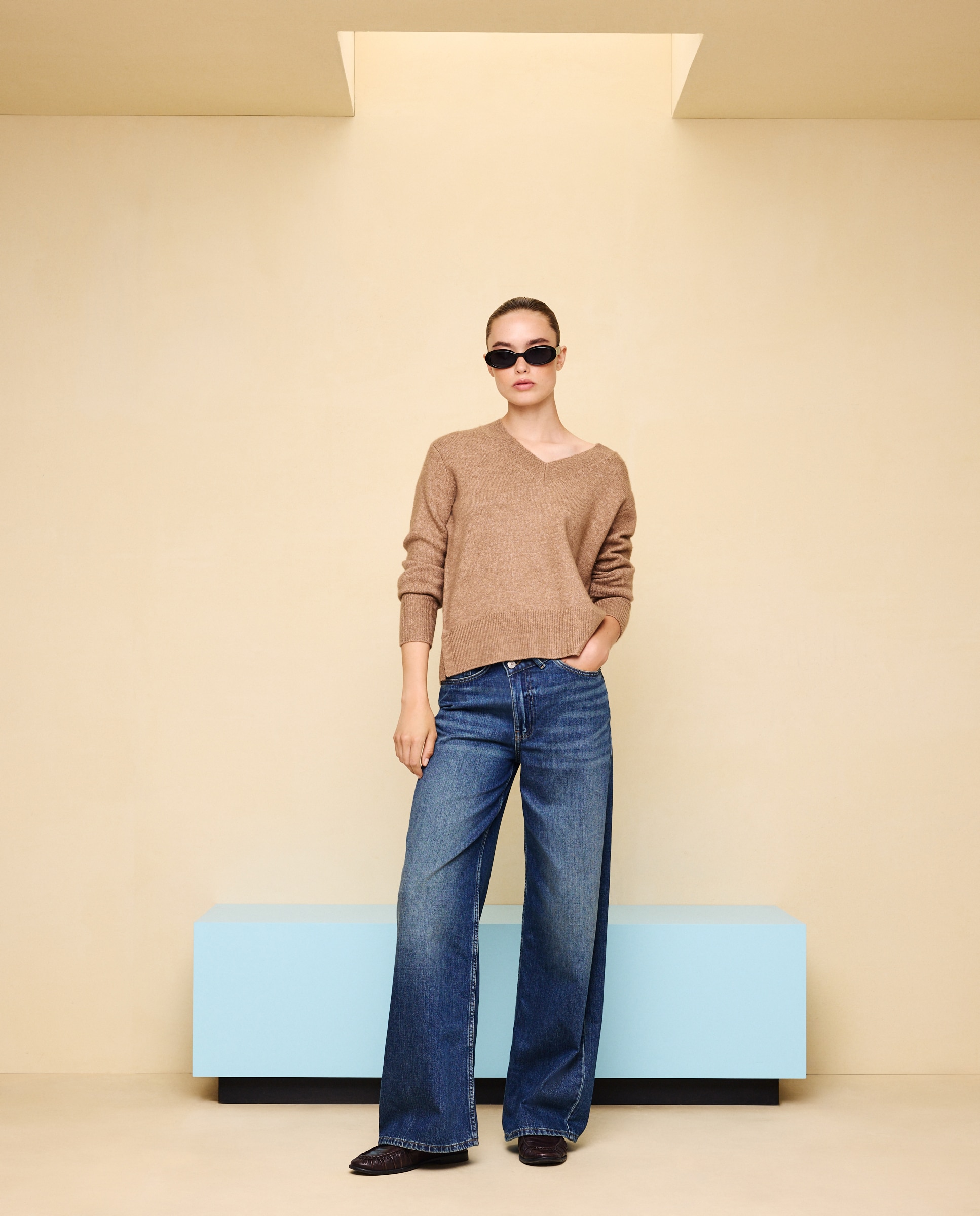 Jersey cuello pico soft de mujer - Easy Wear - 730 Camel 730 Camel-2