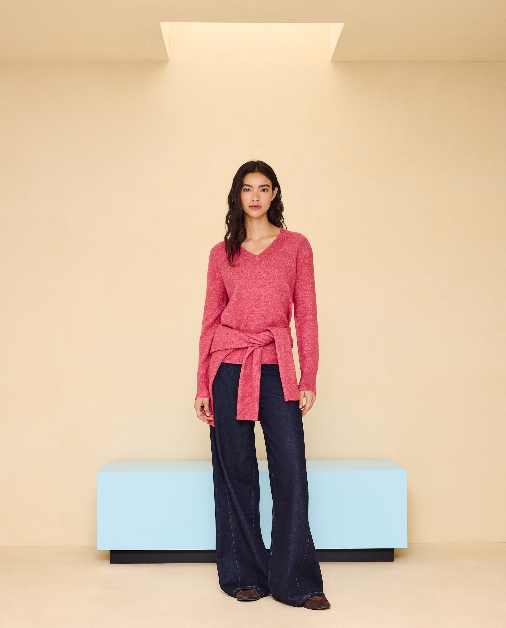 Jersey cuello pico soft de mujer - Easy Wear - 230 Rosa oscuro 230 Rosa oscuro-1