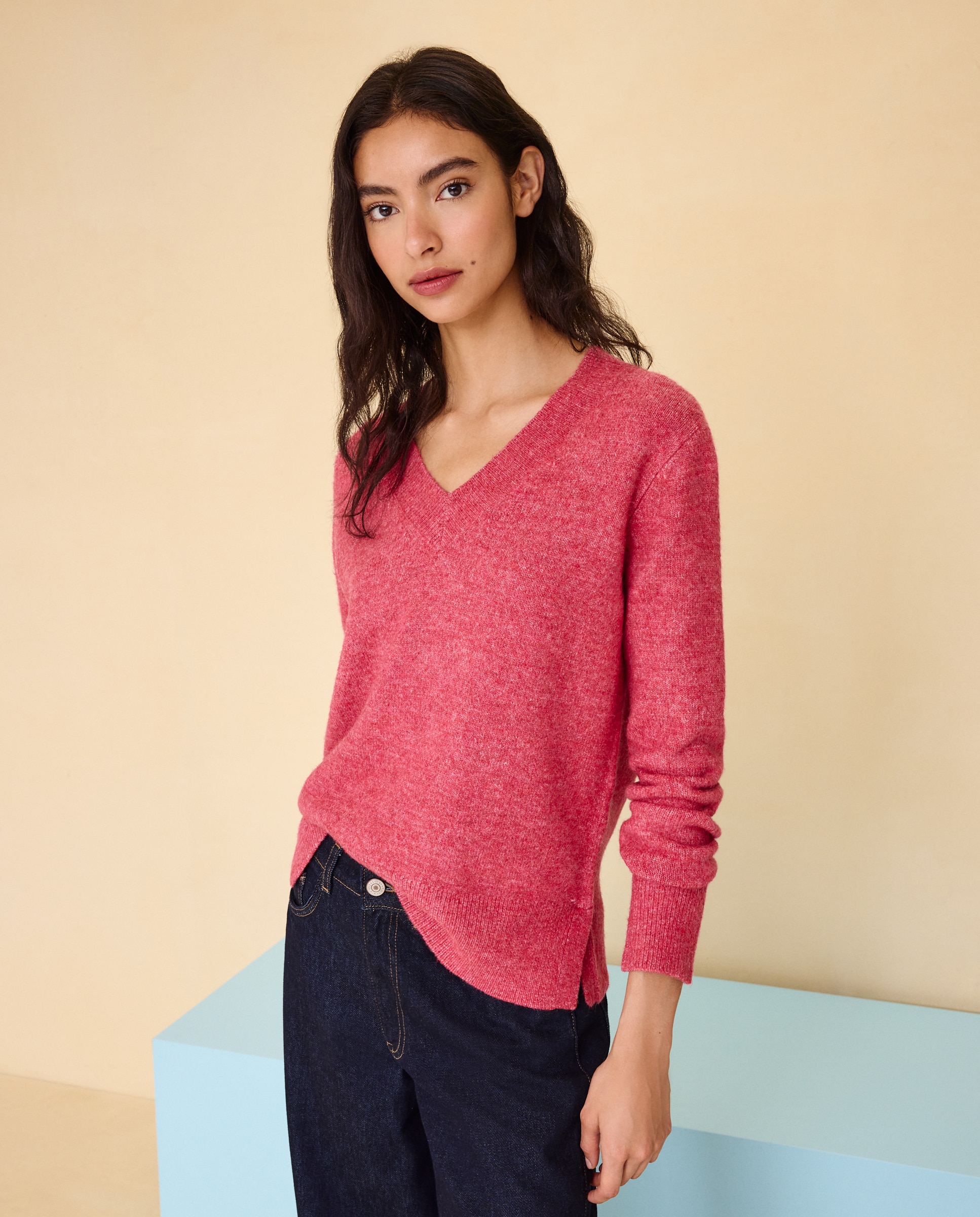 Jersey cuello pico soft de mujer - Easy Wear - 230 Rosa oscuro 230 Rosa oscuro-2