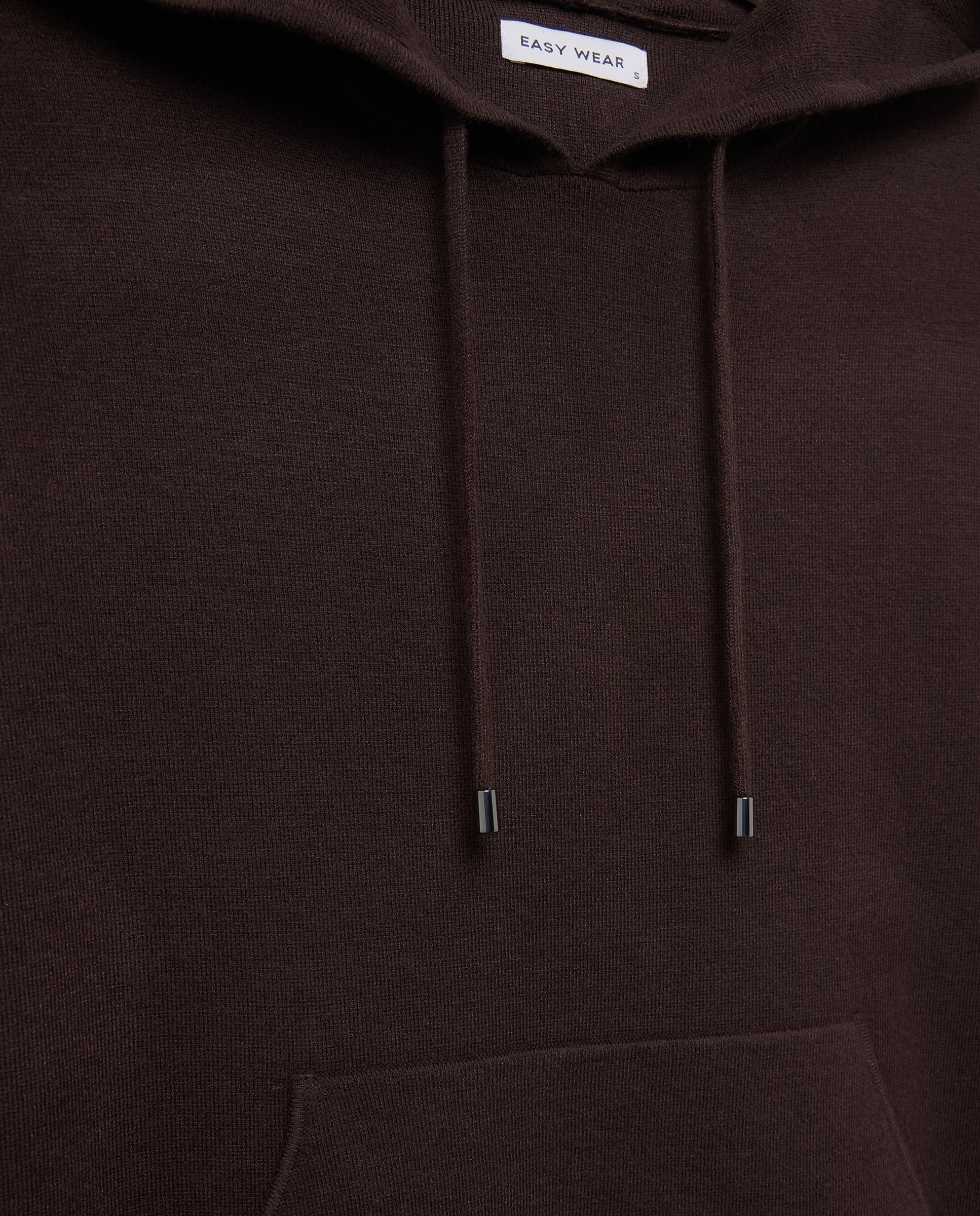 Camisola de Malha com Capuz e Bolso à Frente Castanho-2