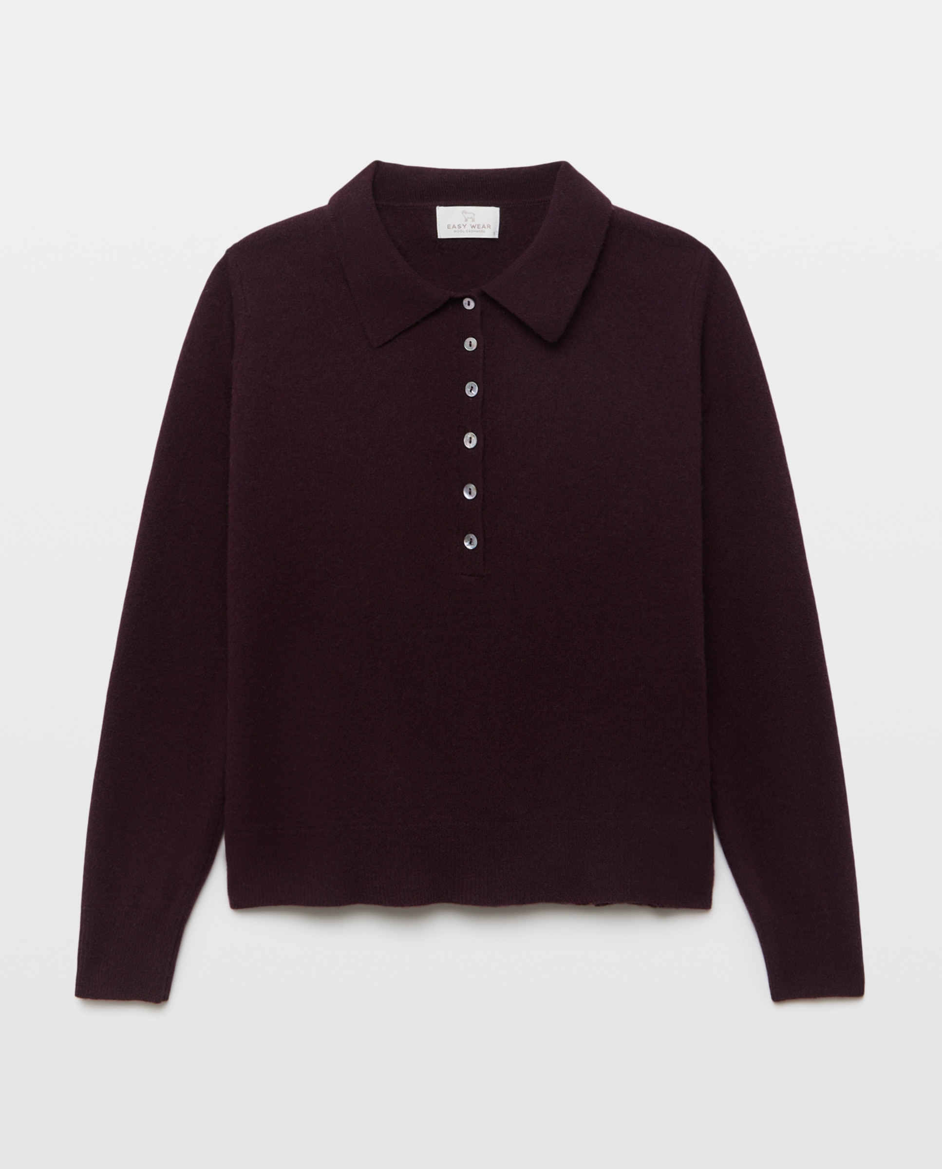 Jersey cuello polo lana cashmere de mujer. - Easy Wear - Ciruela Ciruela-1