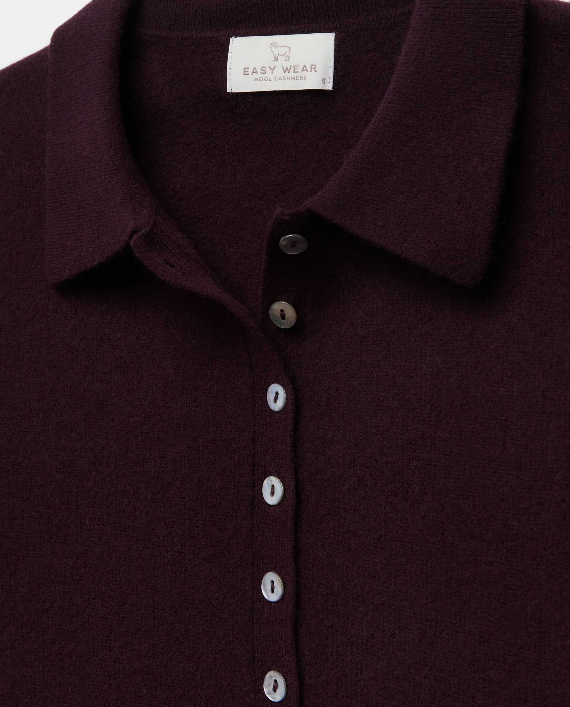 Jersey cuello polo lana cashmere de mujer. - Easy Wear - Ciruela Ciruela-2