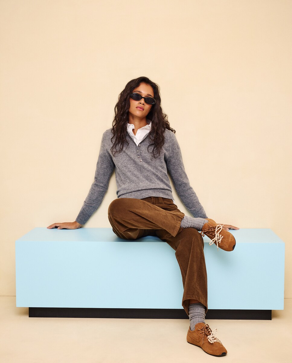 Imagen 0 de Jersey cuello polo lana cashmere de mujer. 770 Terracota