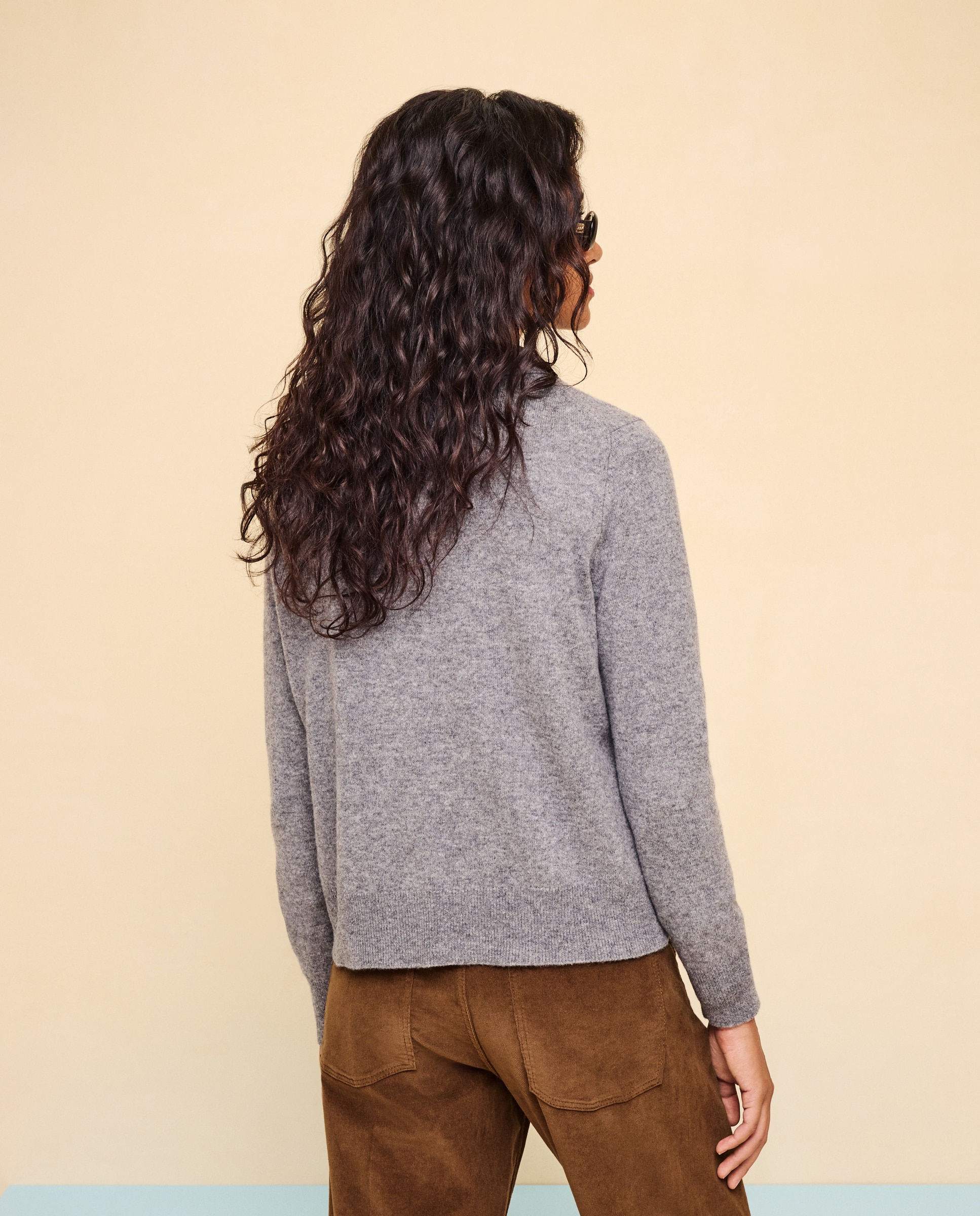 Jersey cuello polo lana cashmere de mujer. - Easy Wear - 820 Gris medio 820 Gris medio-3