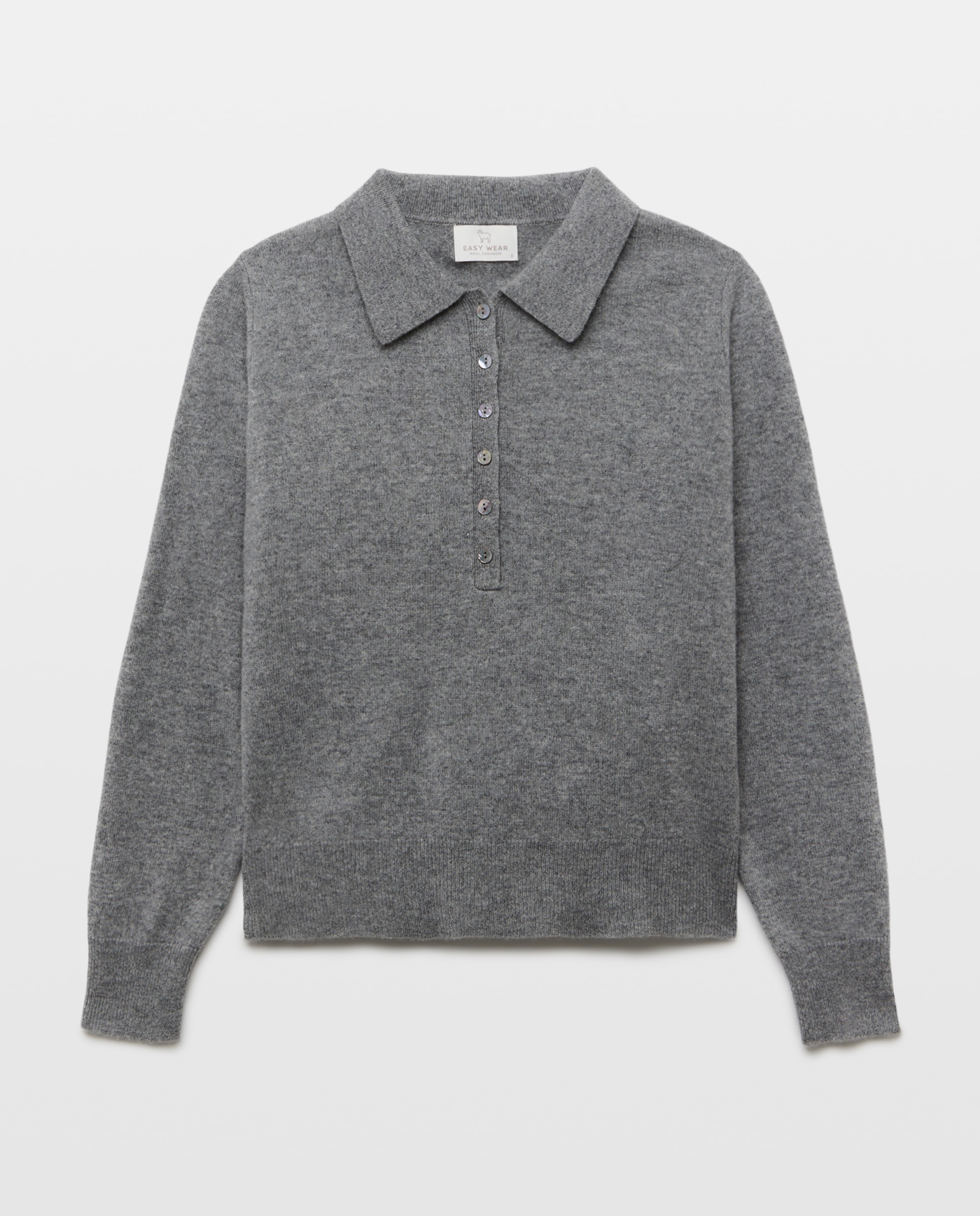 Jersey cuello polo lana cashmere de mujer. - Easy Wear - 820 Gris medio 820 Gris medio-5