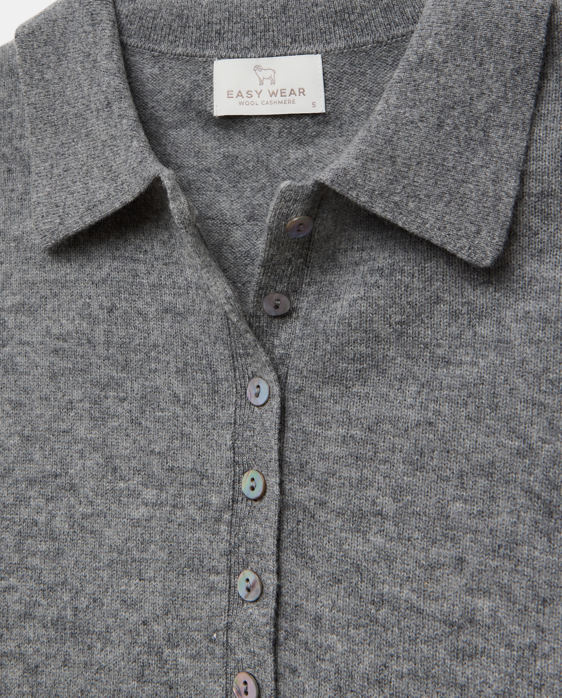 Jersey cuello polo lana cashmere de mujer. - Easy Wear - 820 Gris medio 820 Gris medio-6