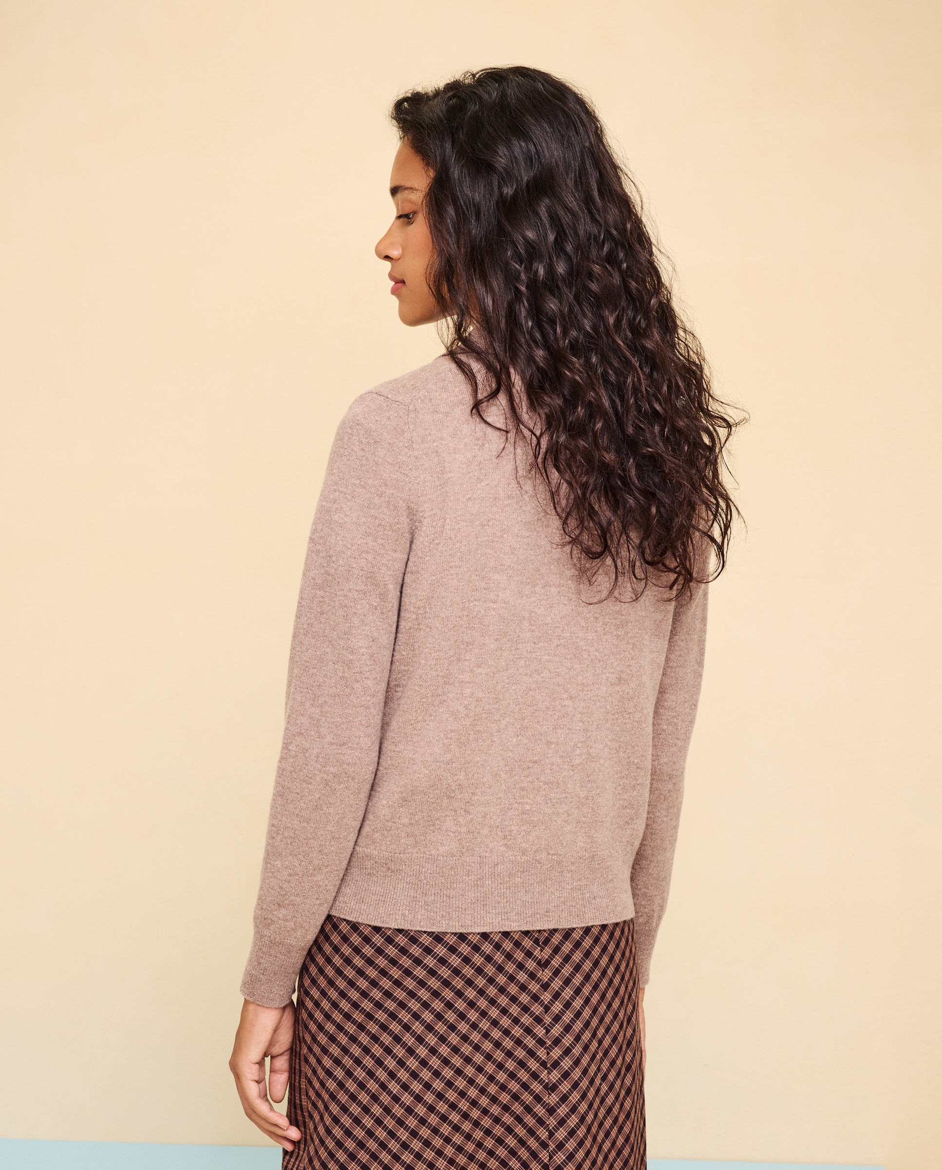 Jersey cuello polo lana cashmere de mujer. - Easy Wear - Visón claro Visón claro-3