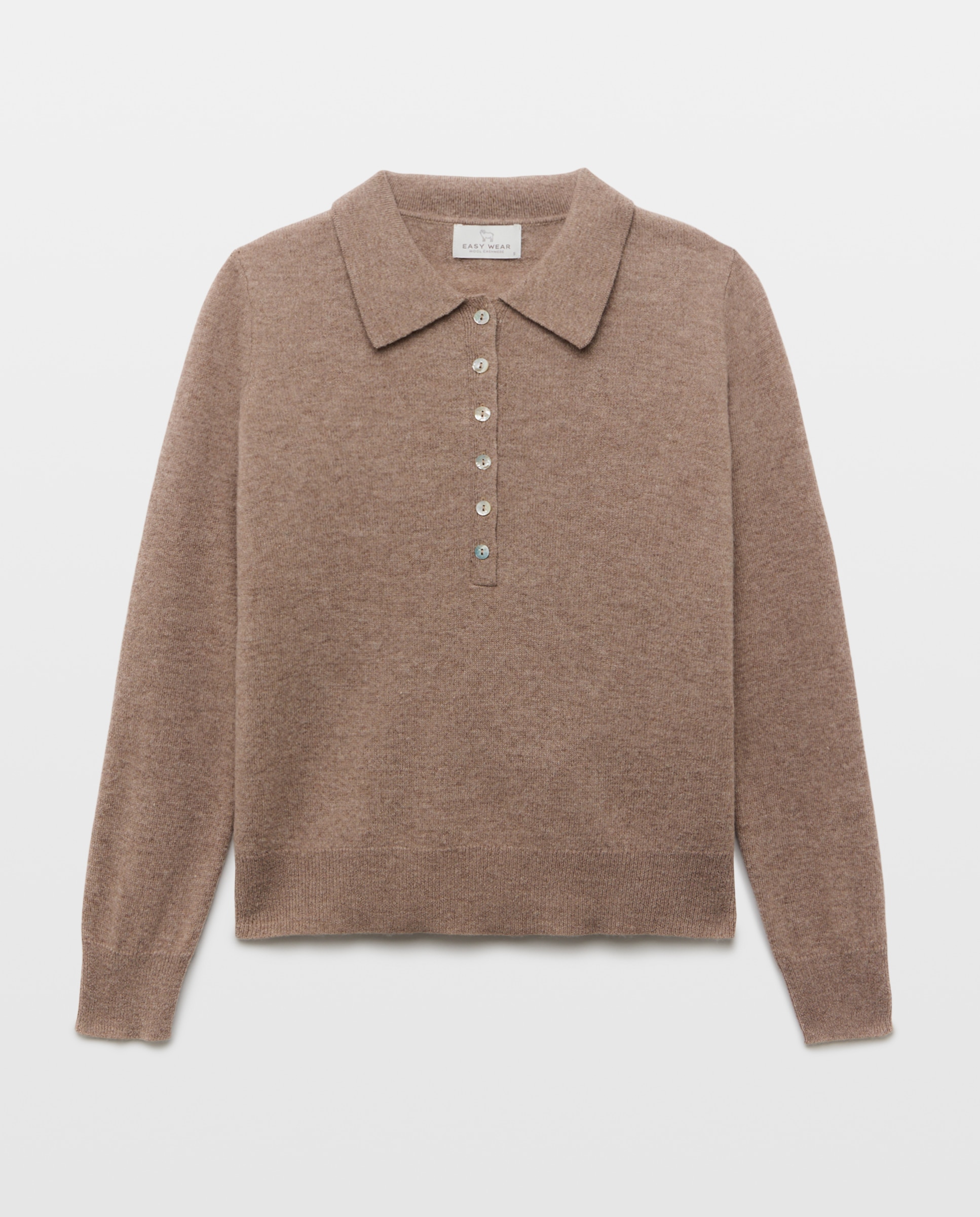 Jersey cuello polo lana cashmere de mujer. - Easy Wear - Visón claro Visón claro-4