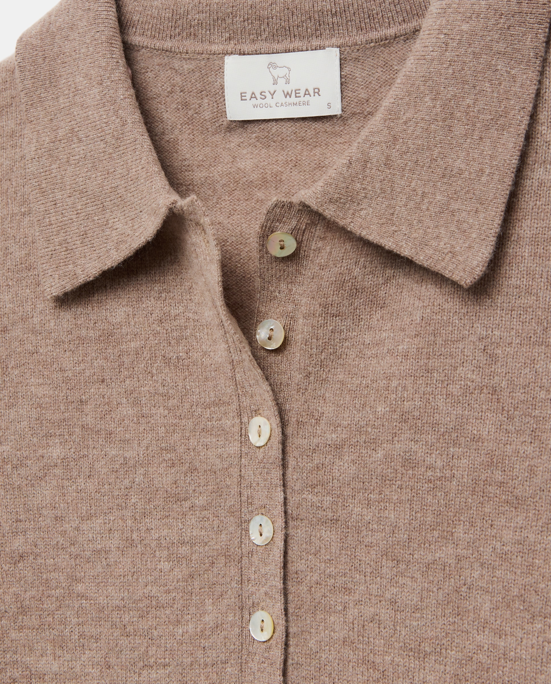 Jersey cuello polo lana cashmere de mujer. - Easy Wear - Visón claro Visón claro-5