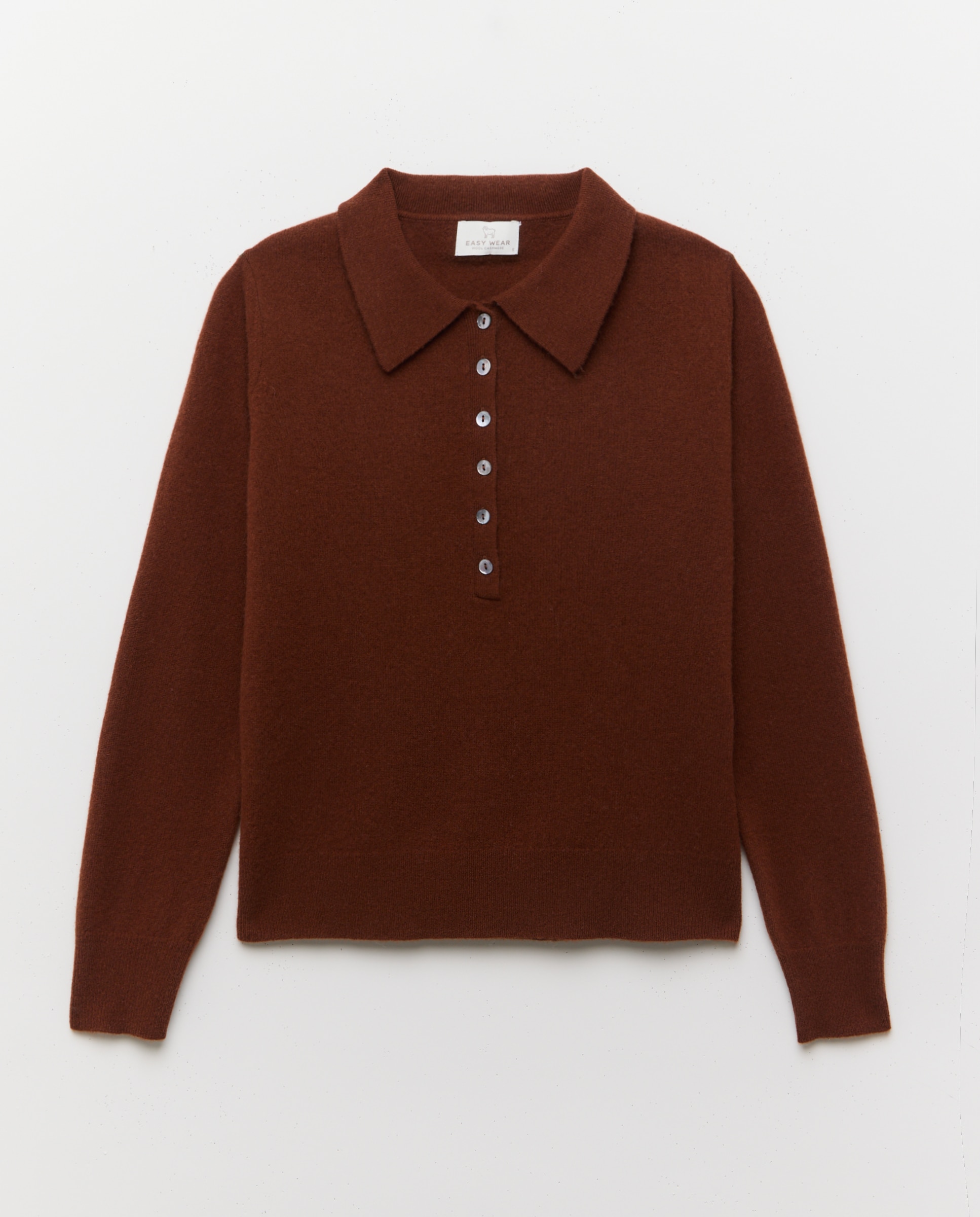 Jersey cuello polo lana cashmere de mujer. - Easy Wear - 770 Terracota 770 Terracota-1
