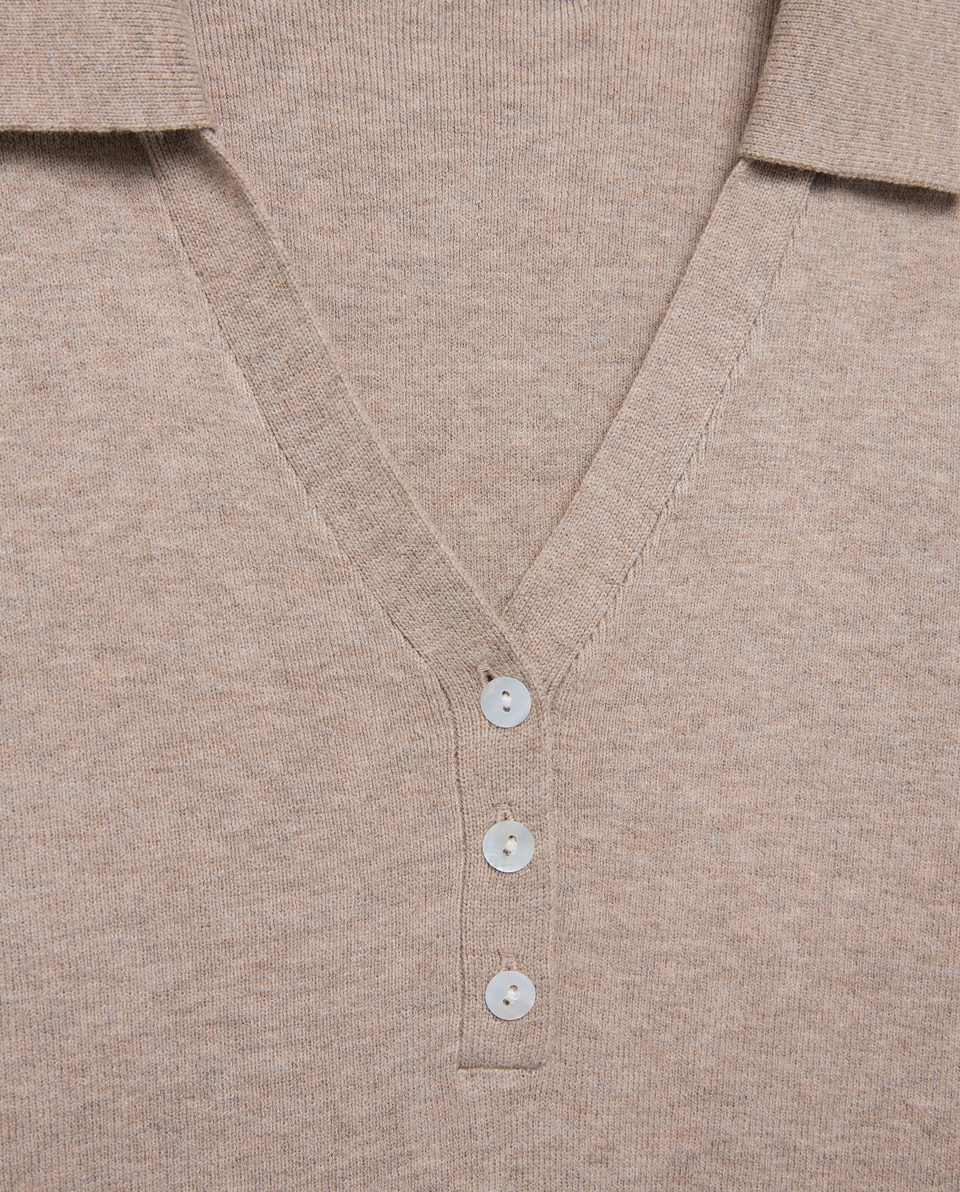 Jersey cuello polo abierto soft de mujer - Easy Wear - Visón claro Visón claro-5