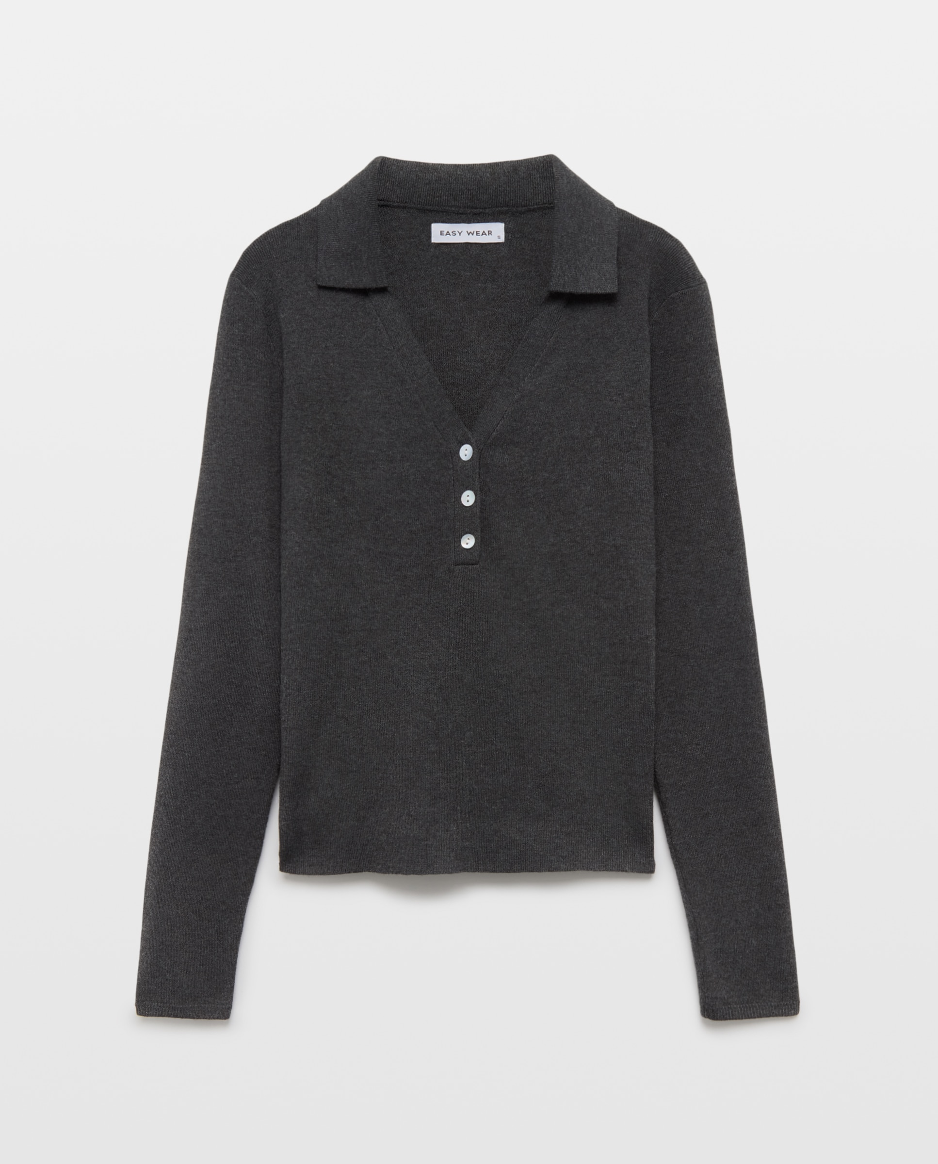 Jersey cuello polo abierto soft de mujer - Easy Wear - Plomo Plomo-4