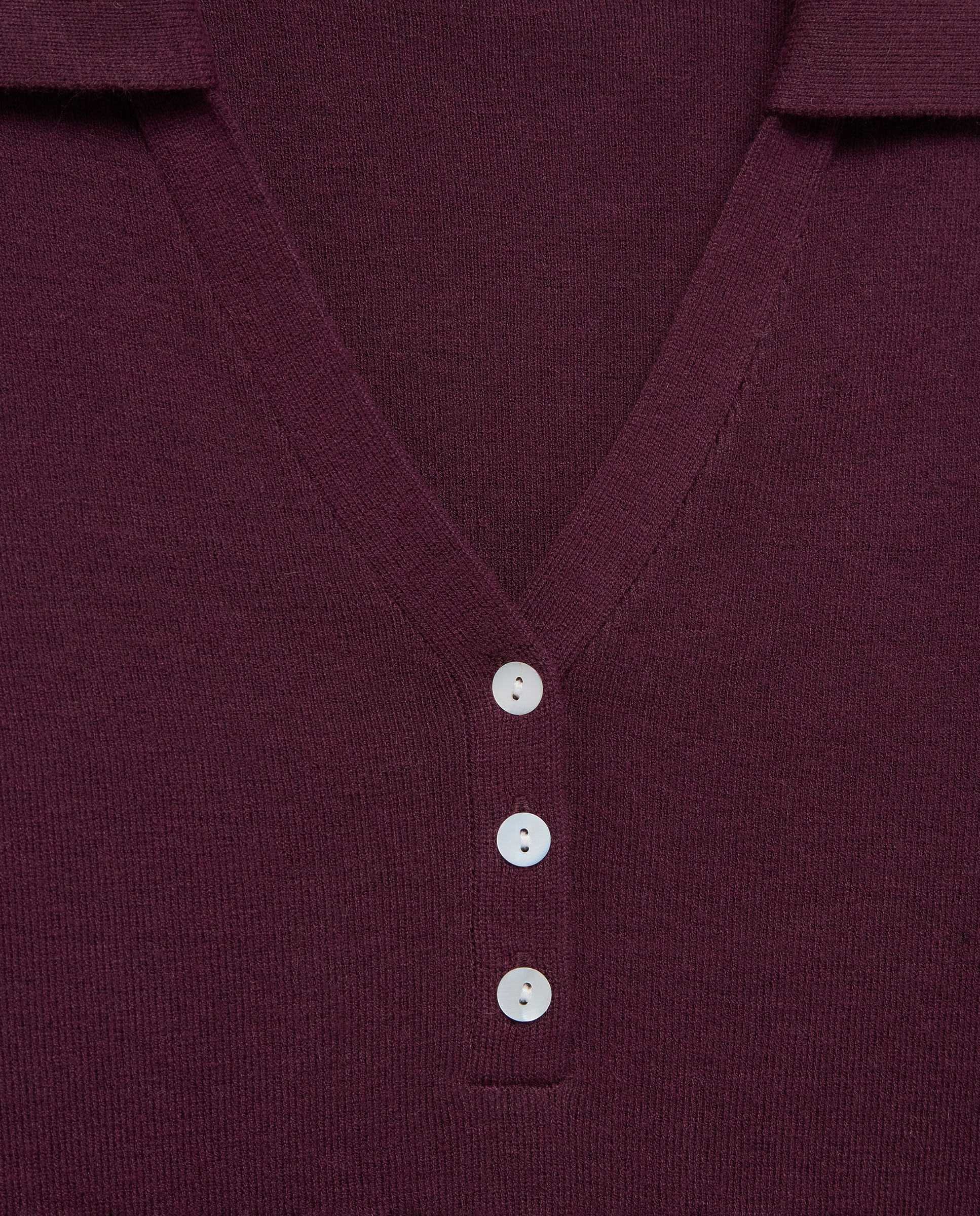 Camisola de Malha com Colarinho de Polo Aberto Soft Ameixa-5