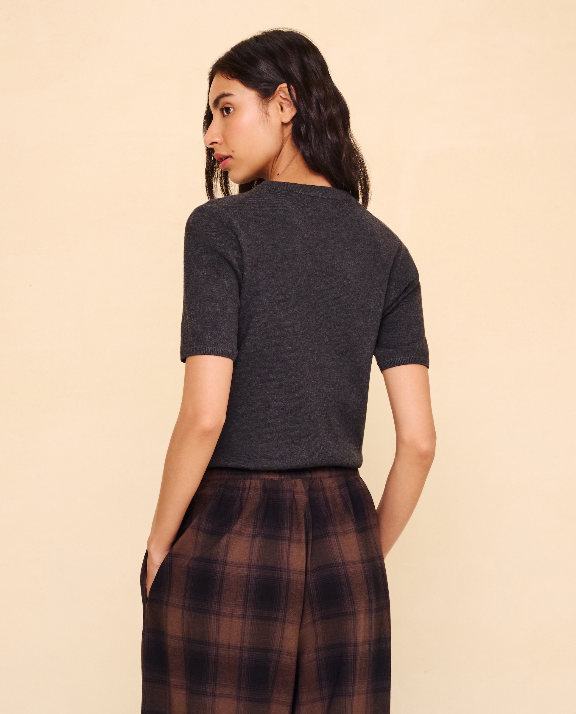 Jersey cuello redondo manga corta soft de mujer. - Easy Wear - Plomo Plomo-3