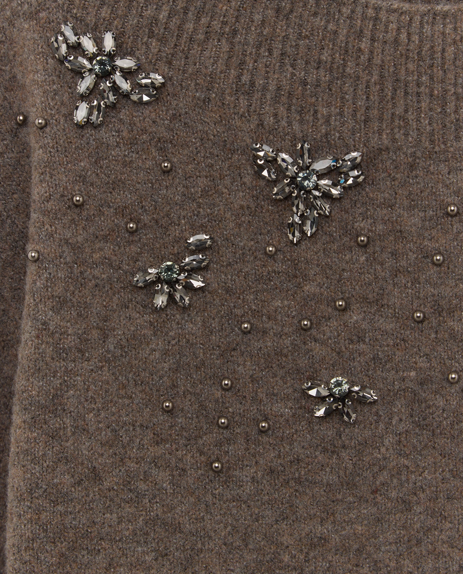 Jersey cuello redondo con aplicación piedras de mujer - Easy Wear - Visón oscuro Visón oscuro-6
