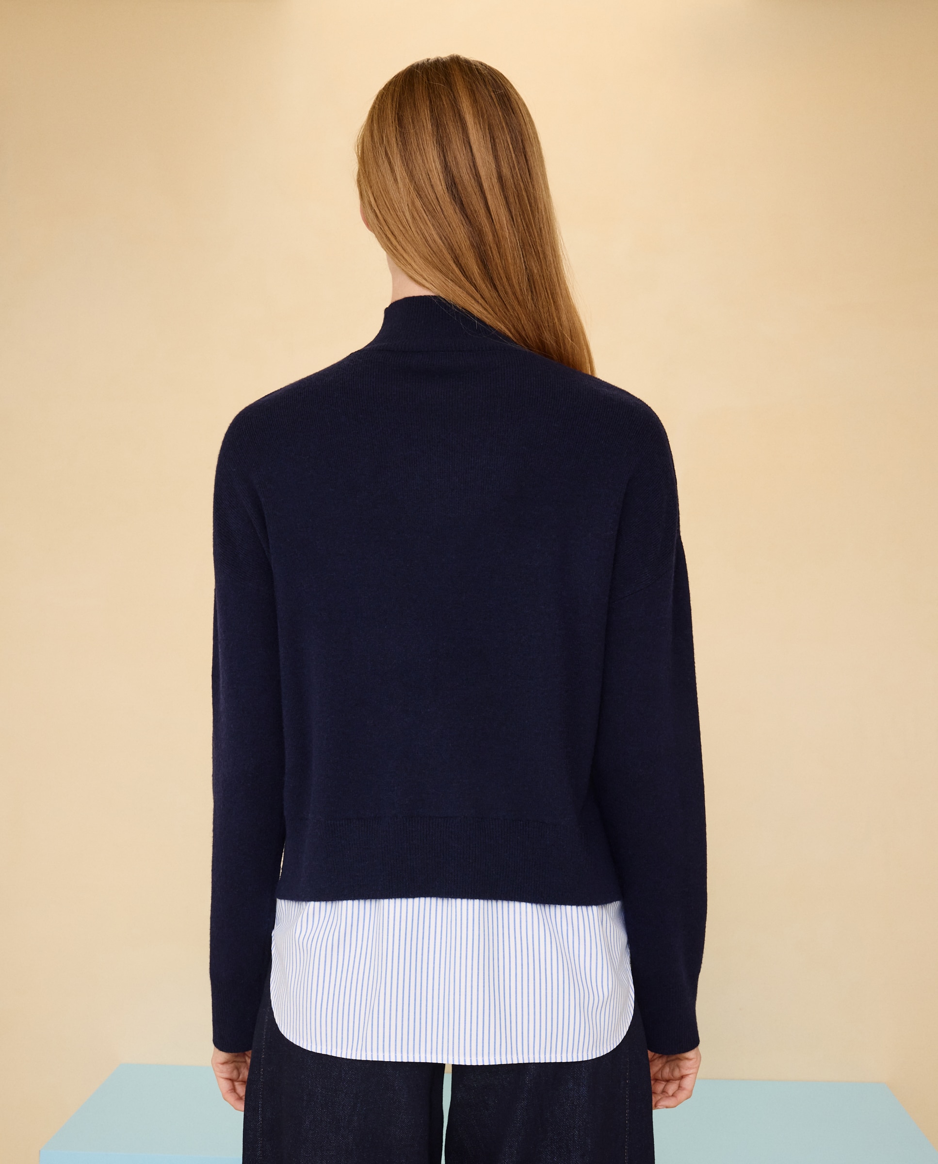 Jersey cuello alto combinado de mujer - Easy Wear - Azul marino Azul marino-3