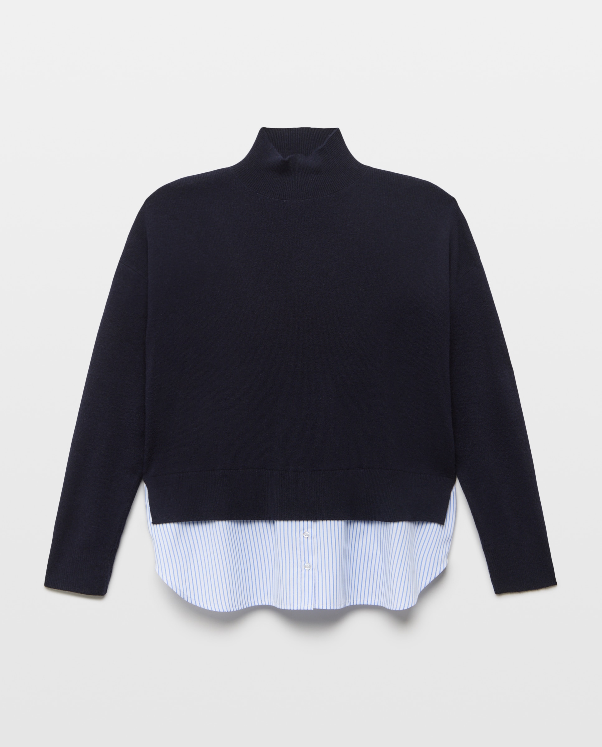 Jersey cuello alto combinado de mujer - Easy Wear - Azul marino Azul marino-4