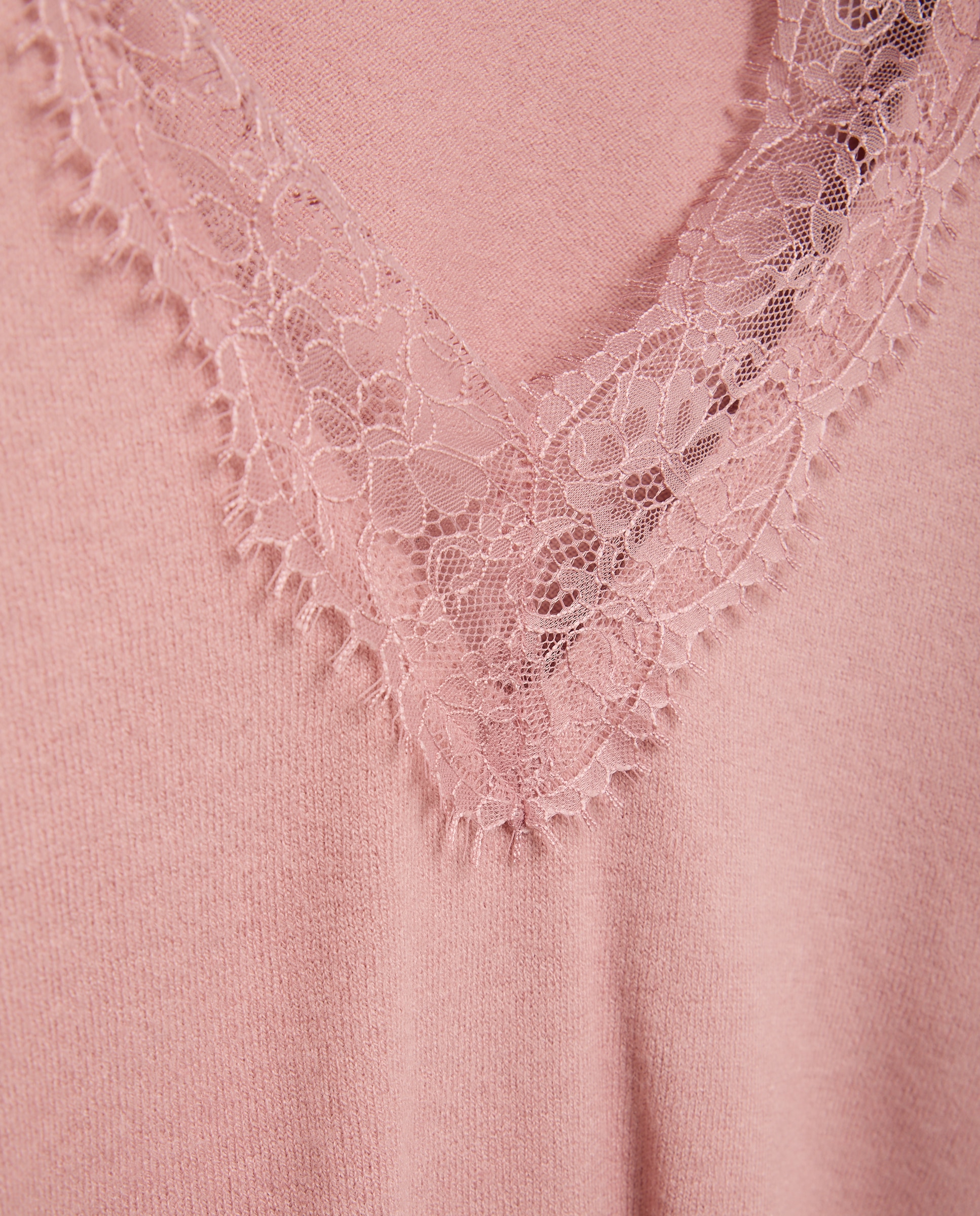 Jersey cuello pico con encaje de mujer - Easy Wear - 200 Rosa 200 Rosa-5
