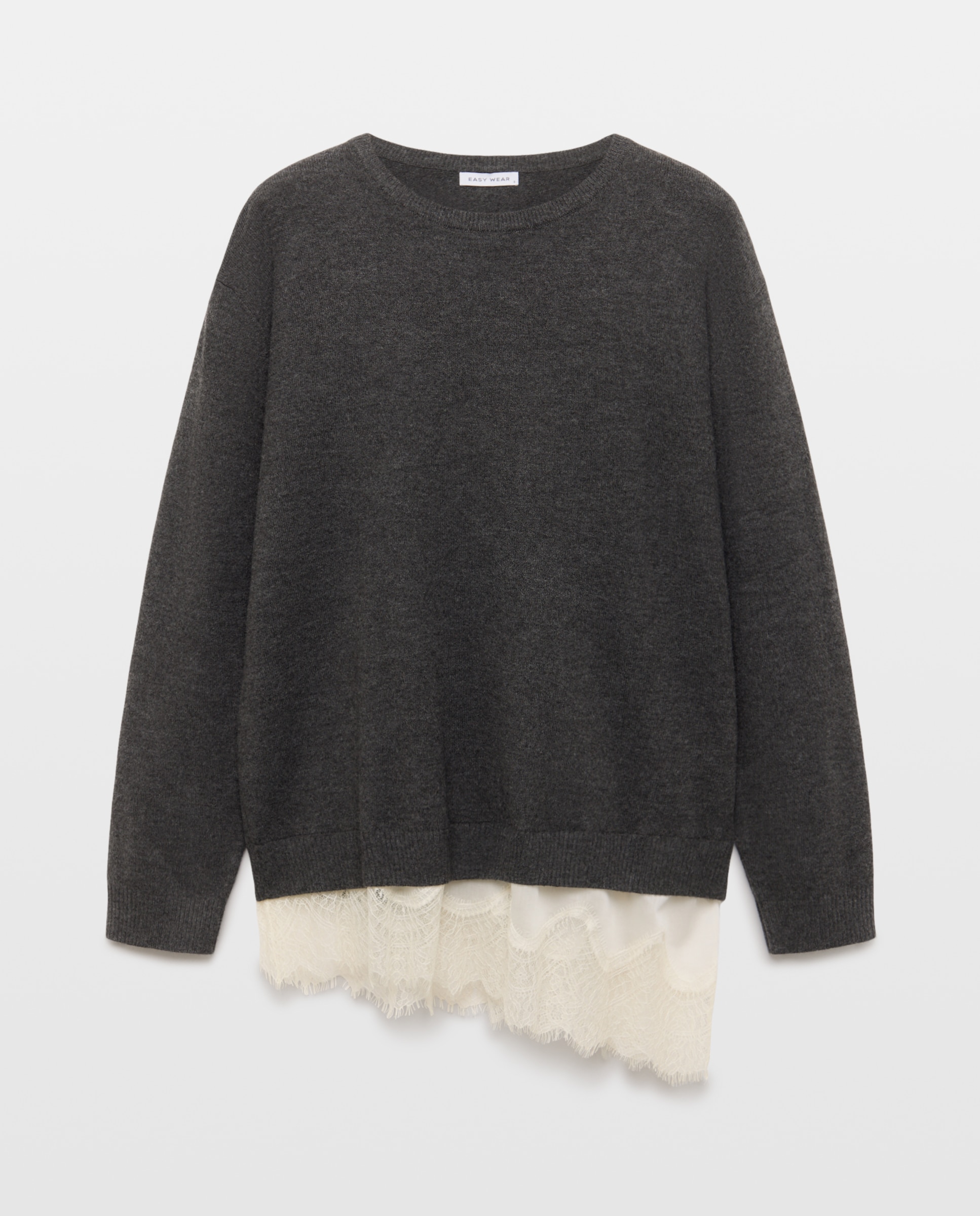 Imagen 4 de Jersey cuello redondo encaje bajo de mujer - Easy Wear - Plomo Plomo