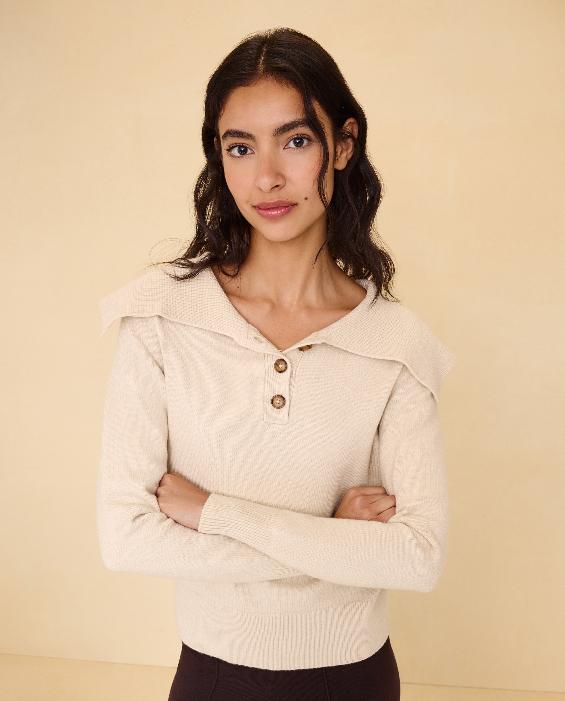 Jersey cuello polo abierto de mujer - Easy Wear - 120 Crudo 120 Crudo-1