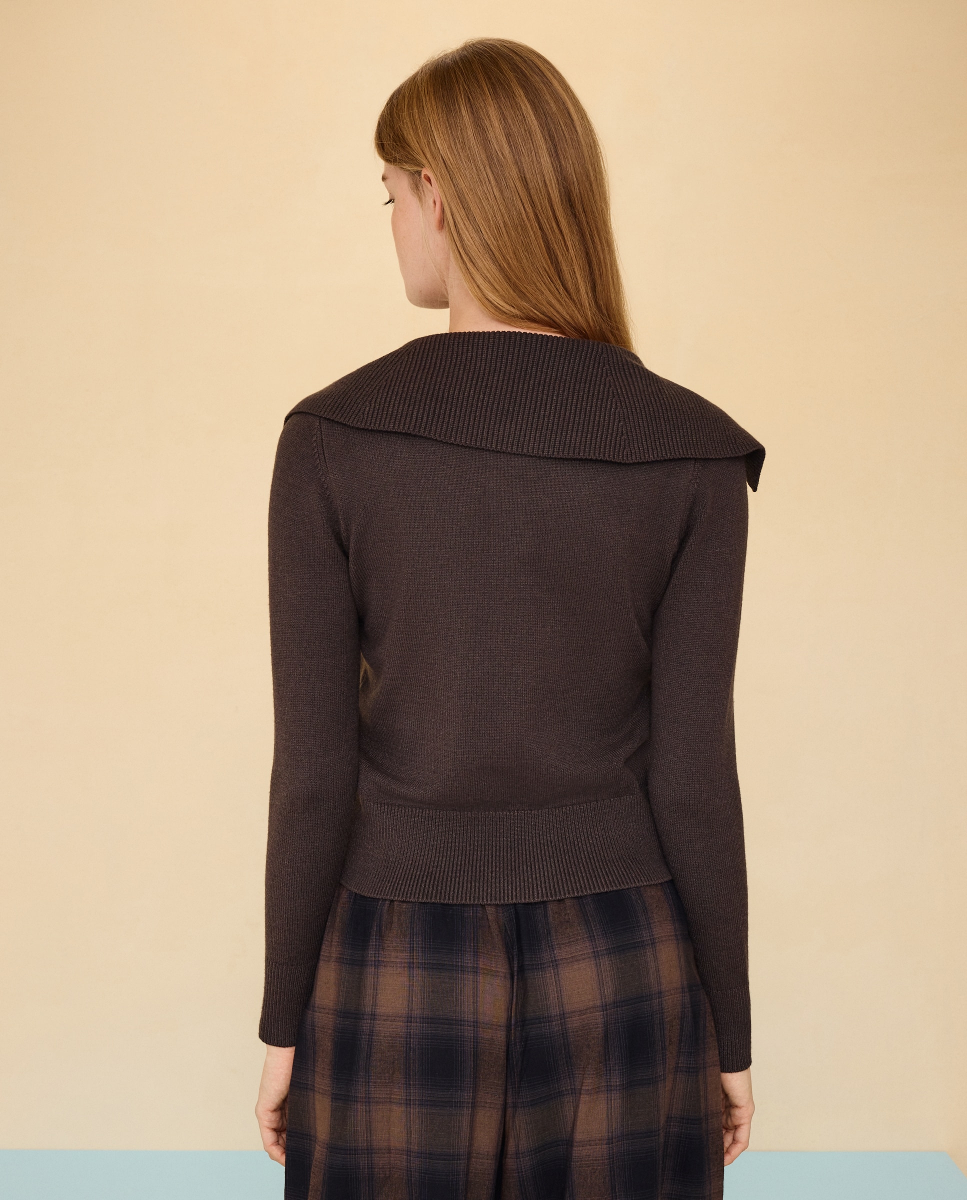 Jersey cuello polo abierto de mujer - Easy Wear - Marrón Marrón-3