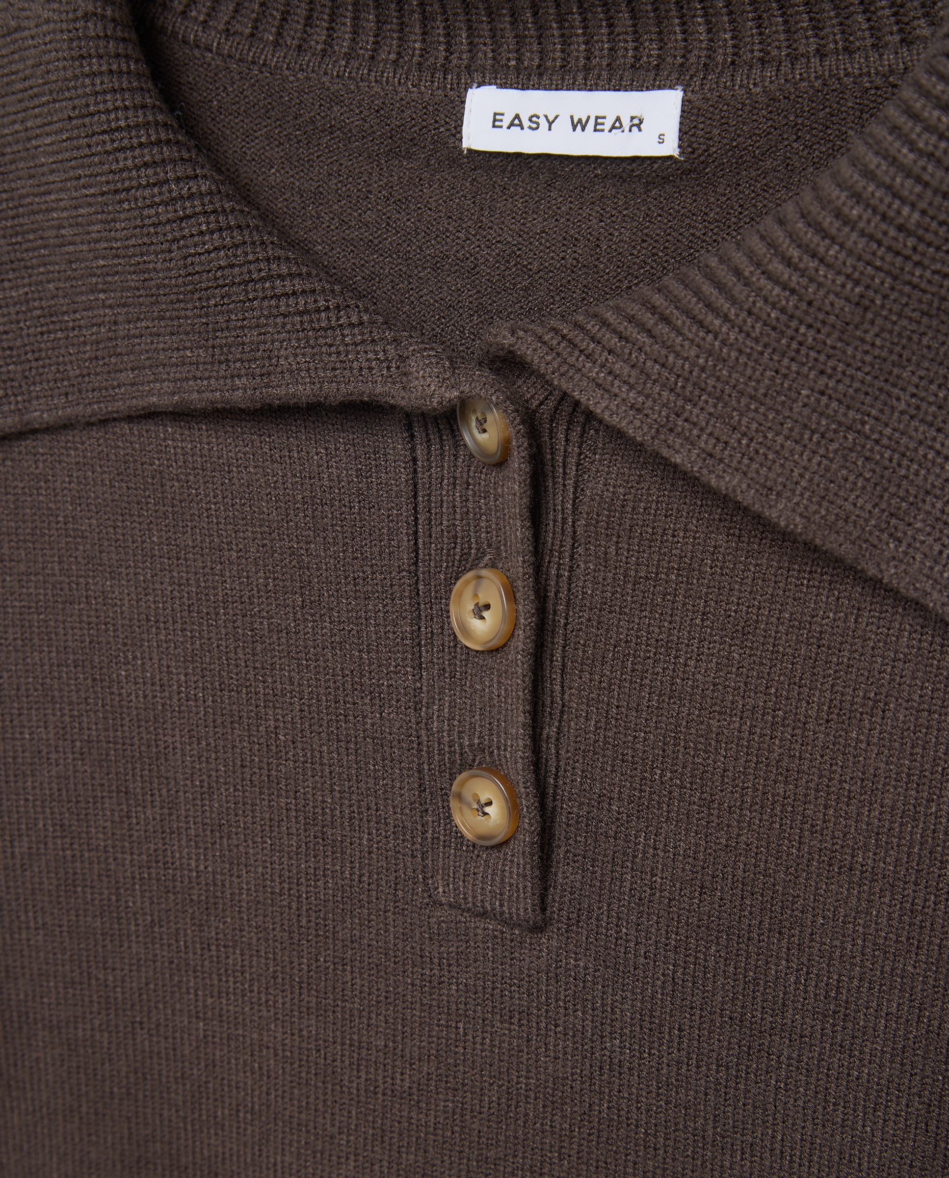 Jersey cuello polo abierto de mujer - Easy Wear - Marrón Marrón-5