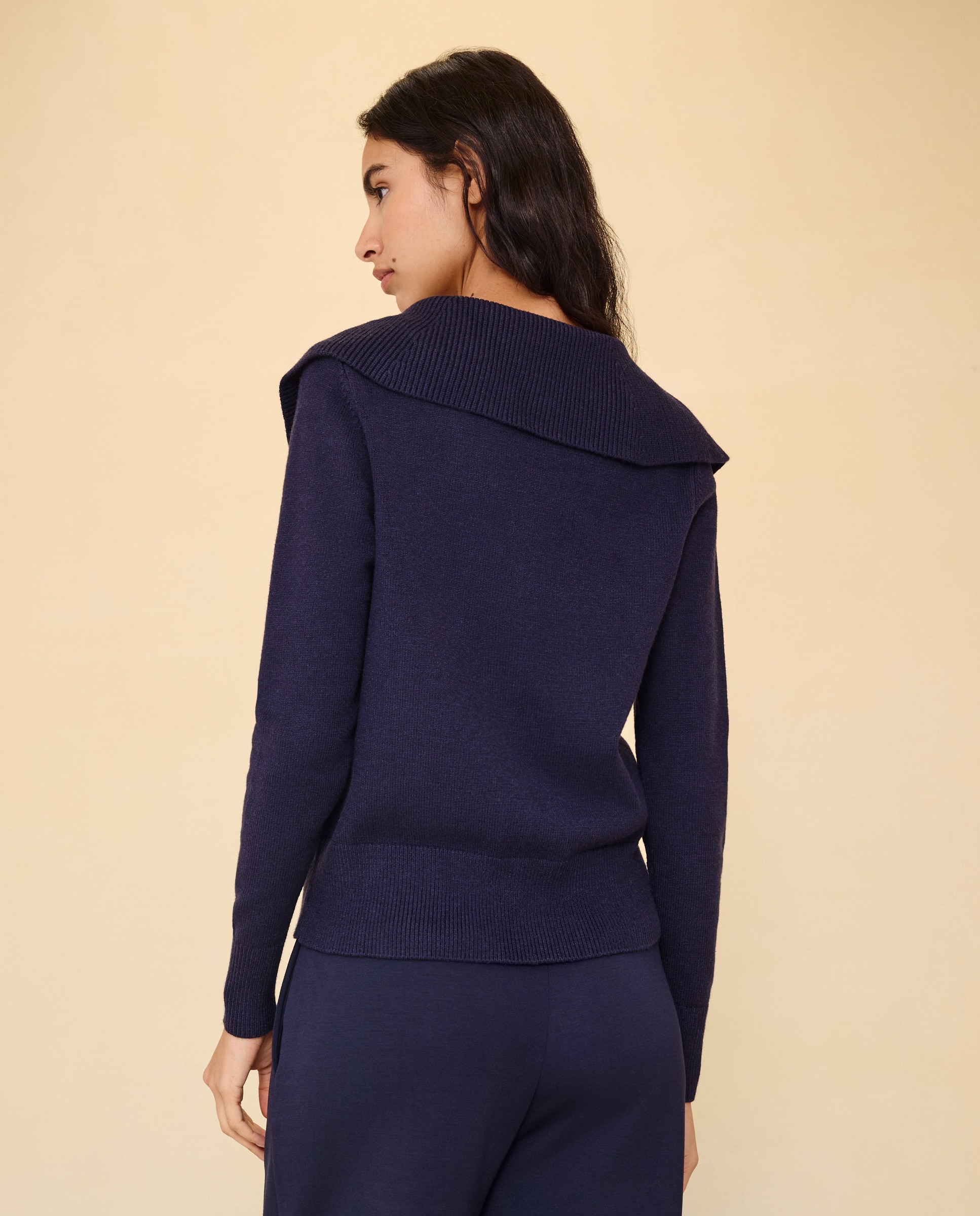 Jersey cuello polo abierto de mujer - Easy Wear - Azul marino Azul marino-3
