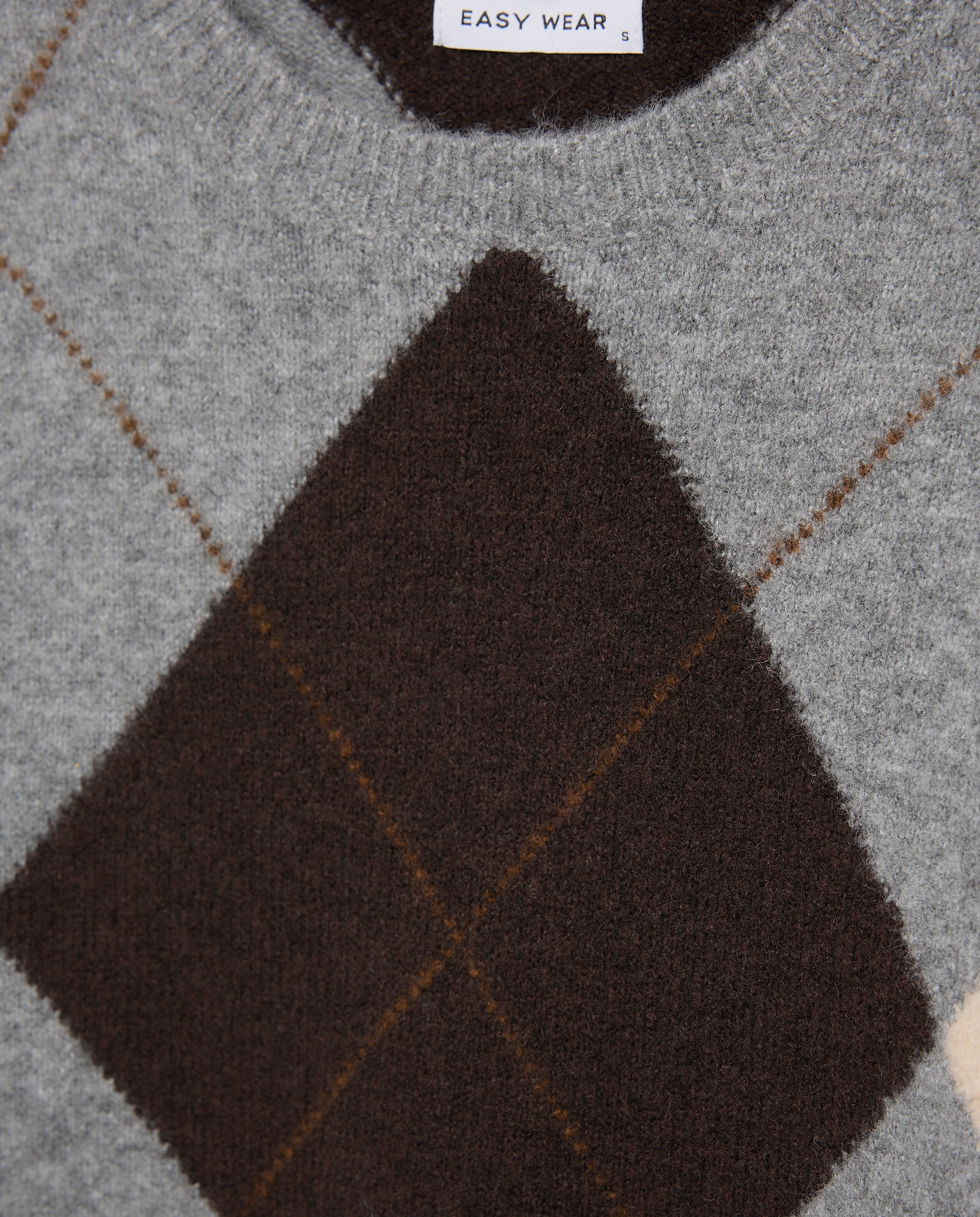 Jersey cuello redondo con rombos de mujer - Easy Wear - Marrón Marrón-5