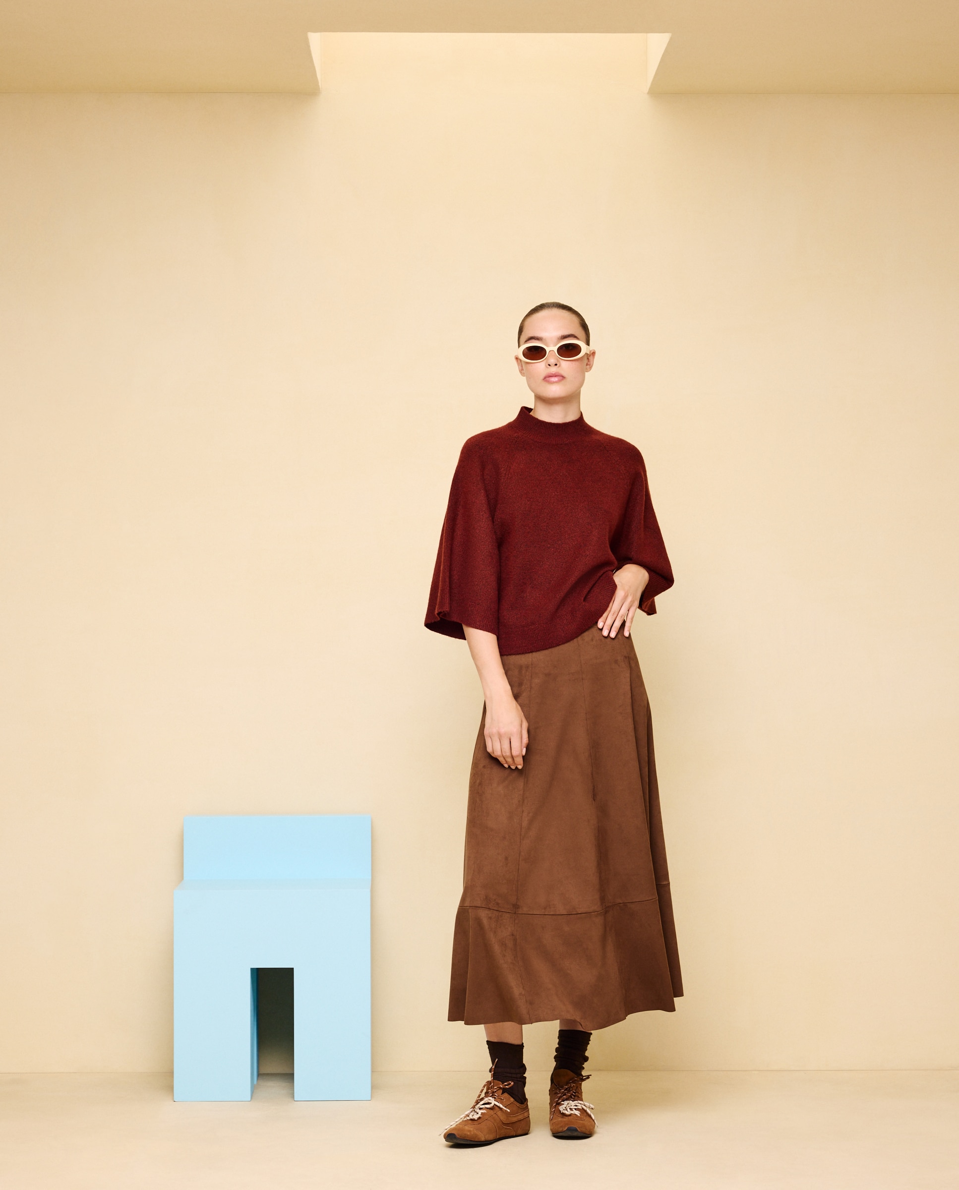 Jersey cuello redondo manga ancha de mujer - Easy Wear - 740 Tabaco 740 Tabaco-1