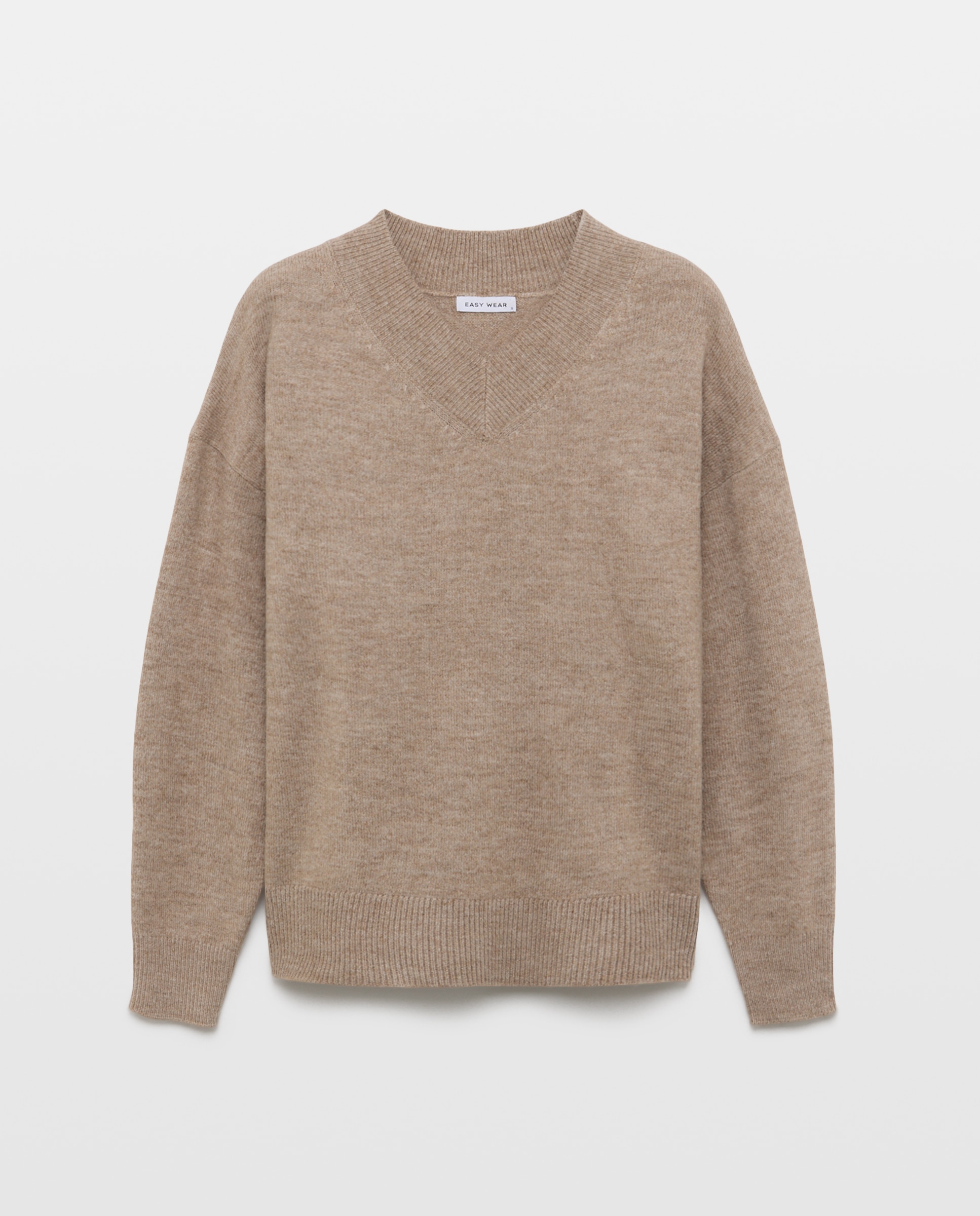 Jersey cuello pico subido soft de mujer - Easy Wear - Visón claro Visón claro-1