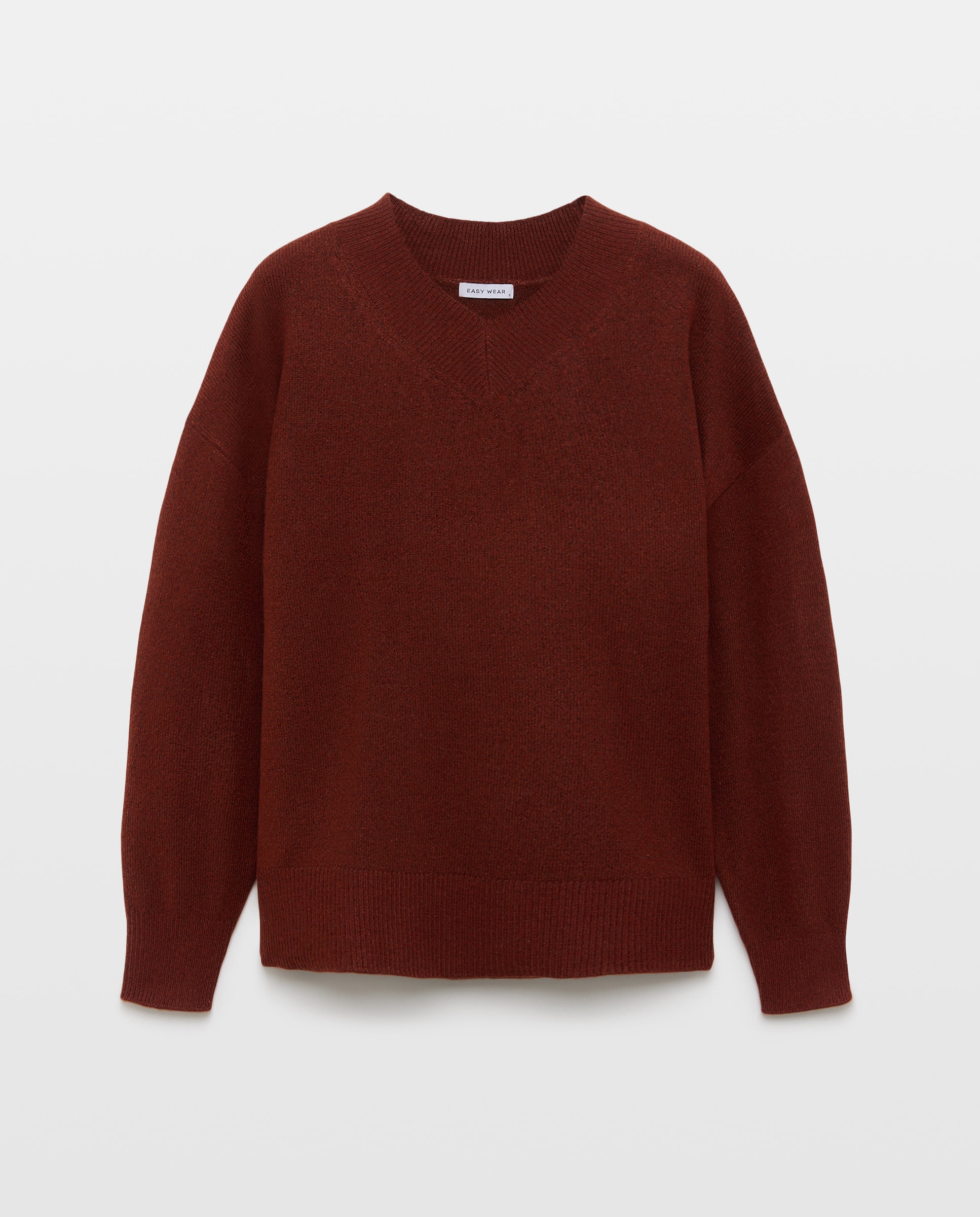 Jersey cuello pico subido soft de mujer - Easy Wear - 740 Tabaco 740 Tabaco-1