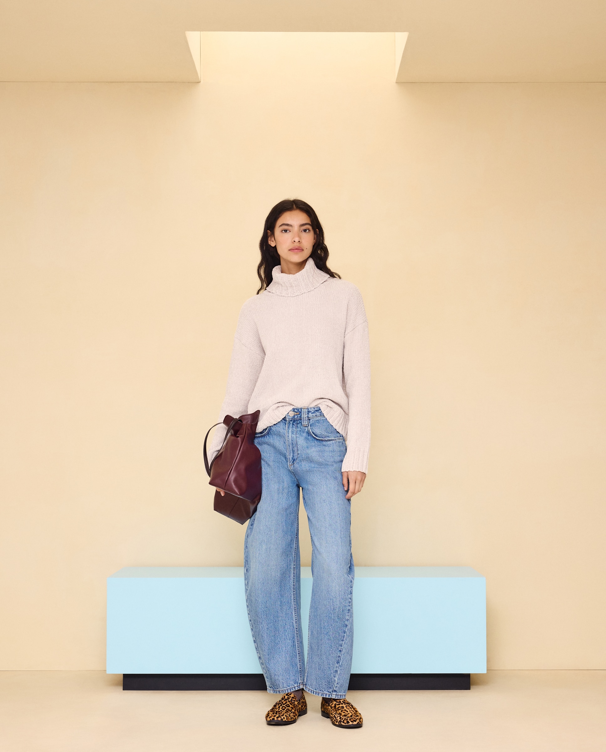 Jersey de mujer de cuello vuelto en chenilla de mujer - Easy Wear - 120 Crudo 120 Crudo-2